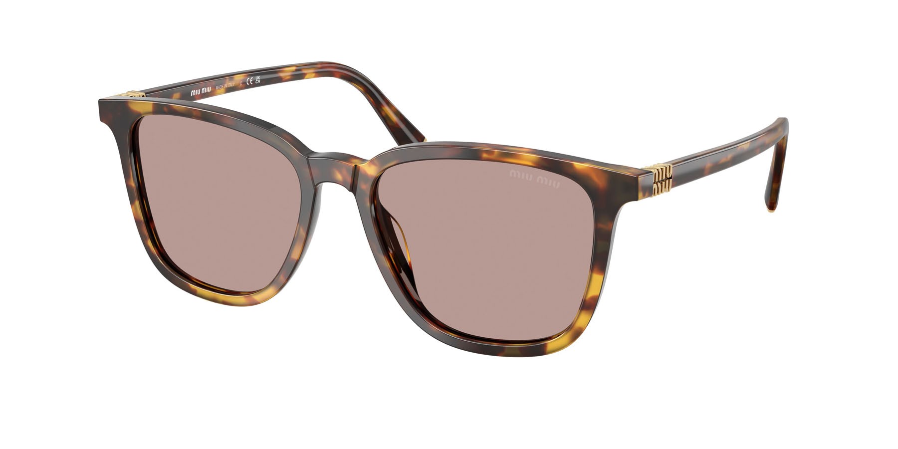 Occhiali da sole Miu Miu MU B03S (14L20I) colore havana miele forma quadrato lenti viola chiaro/marrone