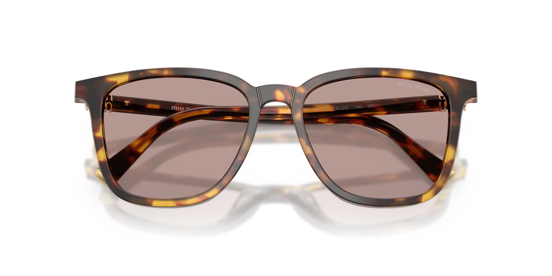 Occhiali da sole Miu Miu MU B03S (14L20I) colore havana miele forma quadrato lenti viola chiaro/marrone
