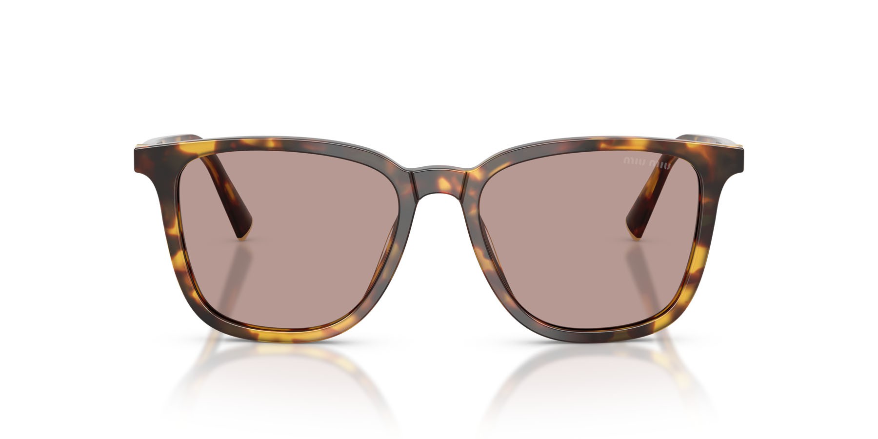 Occhiali da sole Miu Miu MU B03S (14L20I) colore havana miele forma quadrato lenti viola chiaro/marrone