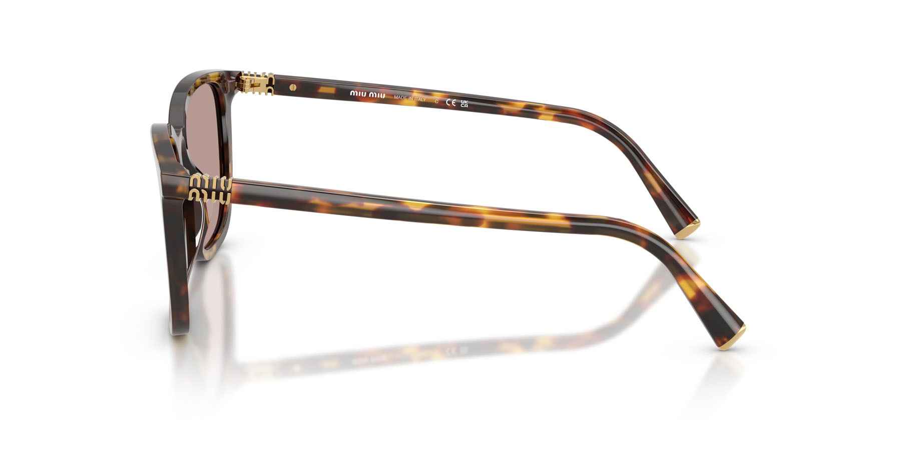 Occhiali da sole Miu Miu MU B03S (14L20I) colore havana miele forma quadrato lenti viola chiaro/marrone