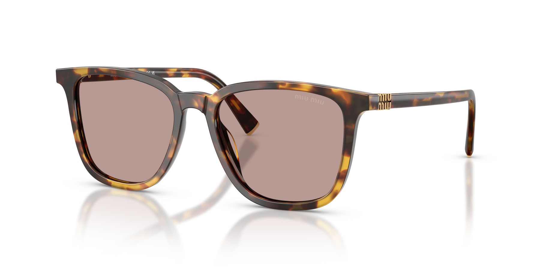 Occhiali da sole Miu Miu MU B03S (14L20I) colore havana miele forma quadrato lenti viola chiaro/marrone