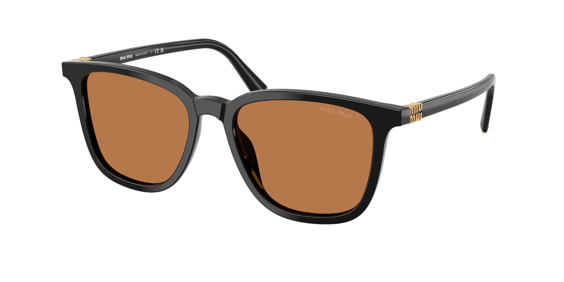Occhiali da sole Miu Miu MU B03S (16K90Q) colore nero forma quadrato lenti marrone