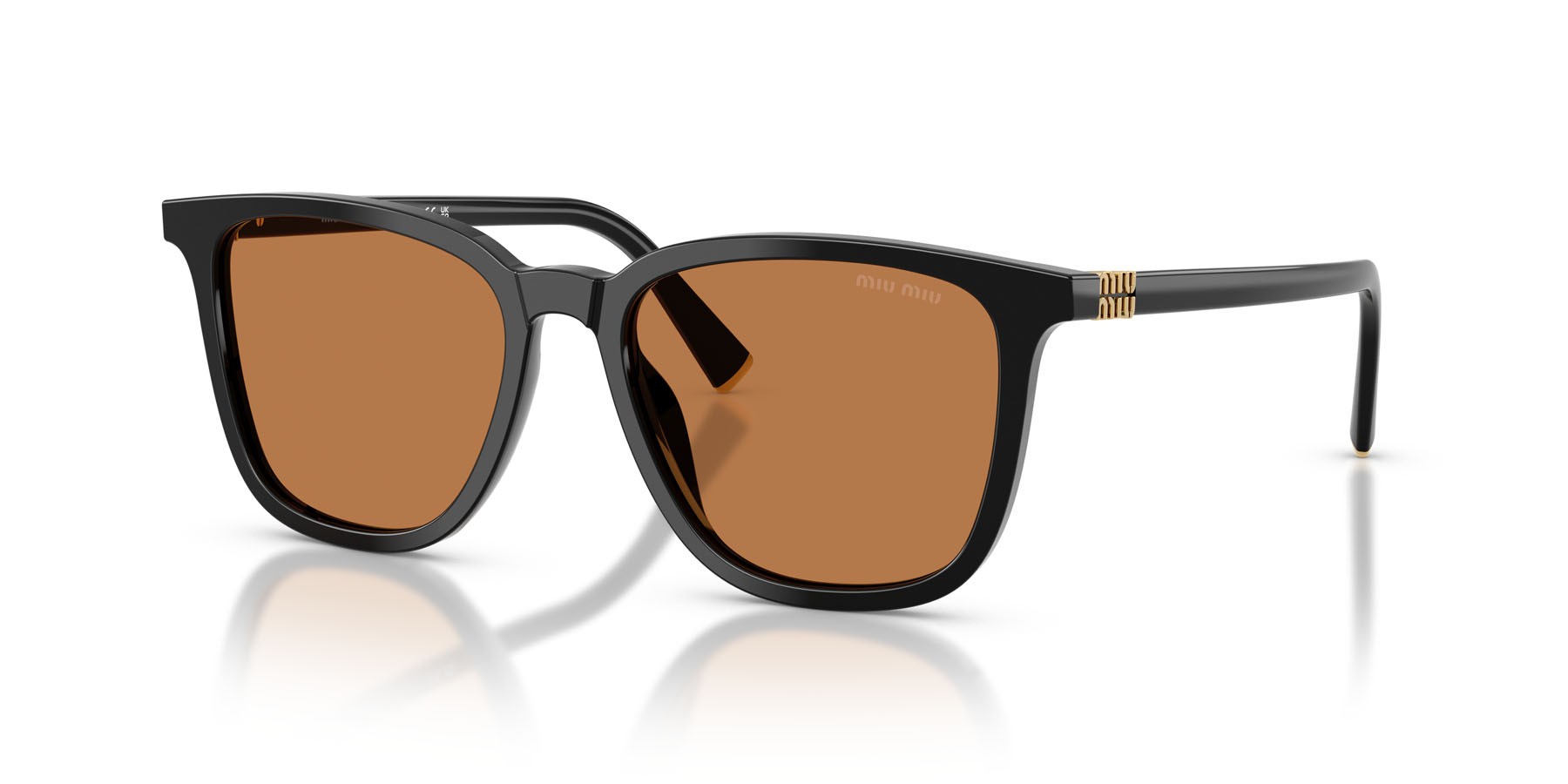Occhiali da sole Miu Miu MU B03S (16K90Q) colore nero forma quadrato lenti marrone