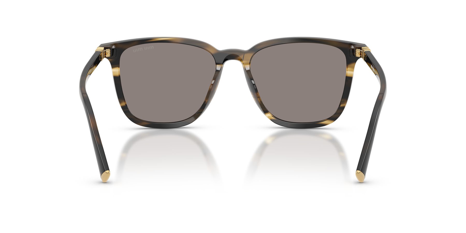 Occhiali da sole Miu Miu MU B03S (25E80Q) colore loden a righe forma quadrato lenti grigio scuro