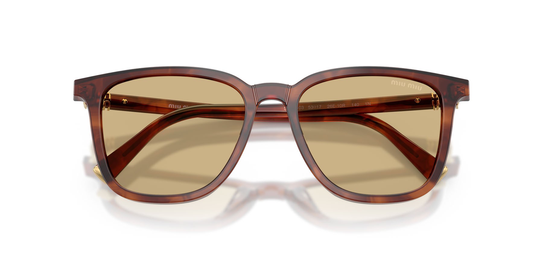 Occhiali da sole Miu Miu MU B03S (26E10R) colore tabacco striato forma quadrato lenti giallo