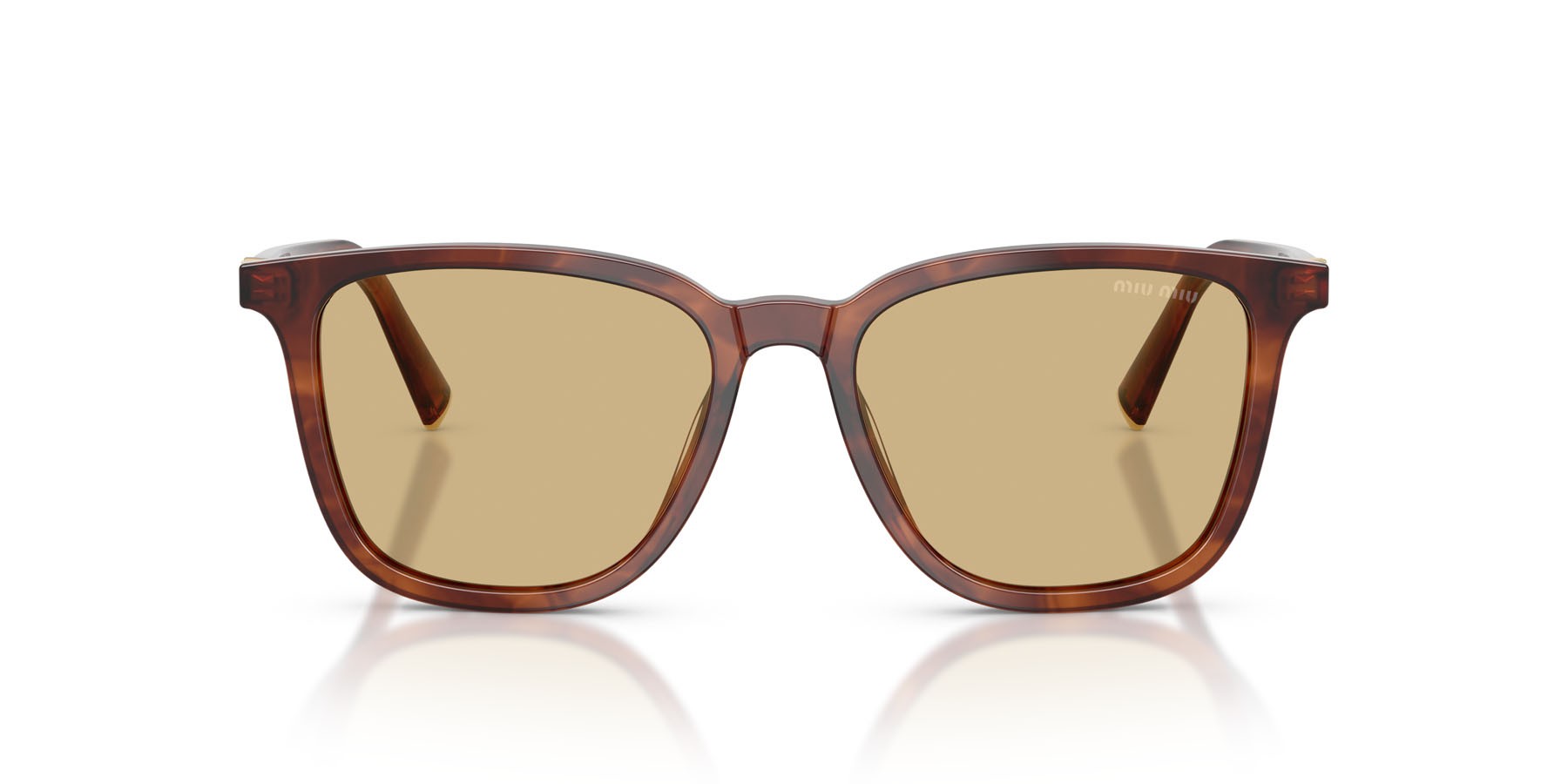 Occhiali da sole Miu Miu MU B03S (26E10R) colore tabacco striato forma quadrato lenti giallo