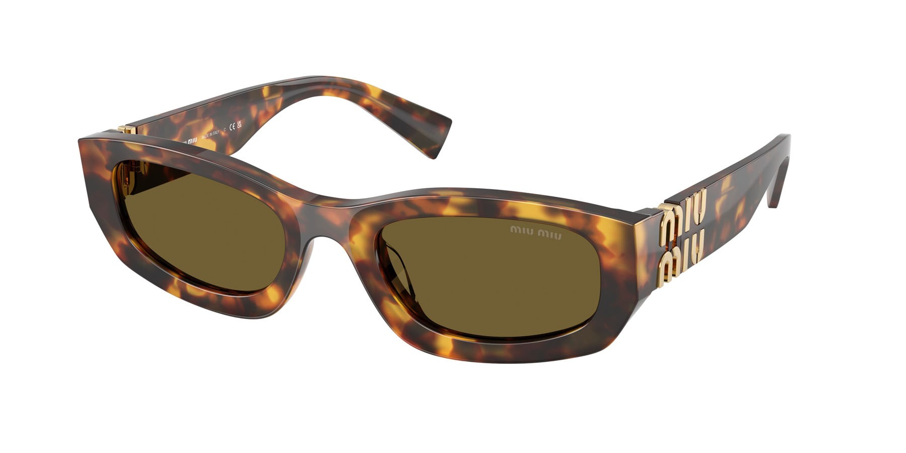 Occhiali da sole Miu Miu MU B04S (14L09Z) colore havana miele forma irregolare lenti marrone scuro