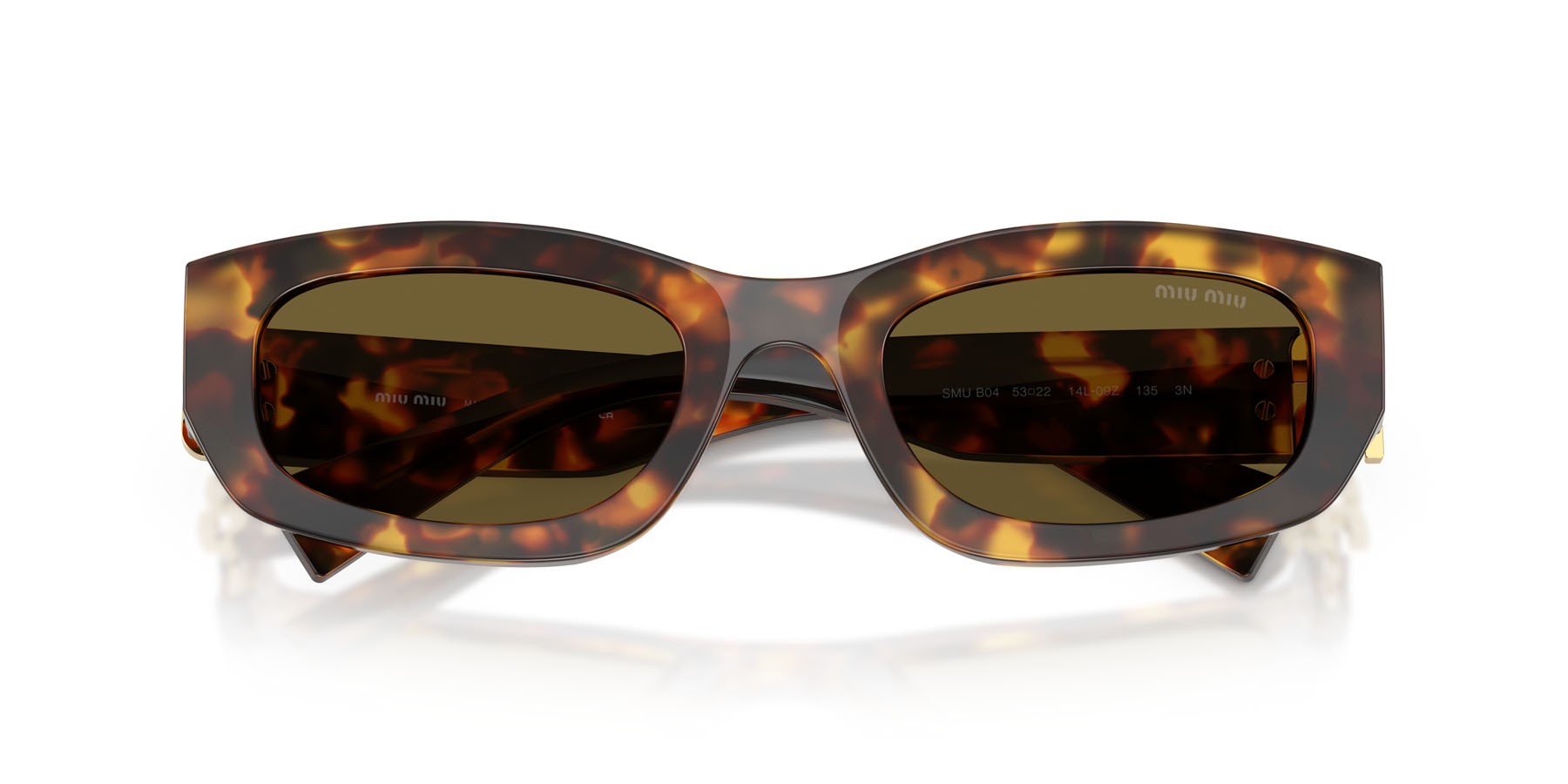 Occhiali da sole Miu Miu MU B04S (14L09Z) colore havana miele forma irregolare lenti marrone scuro