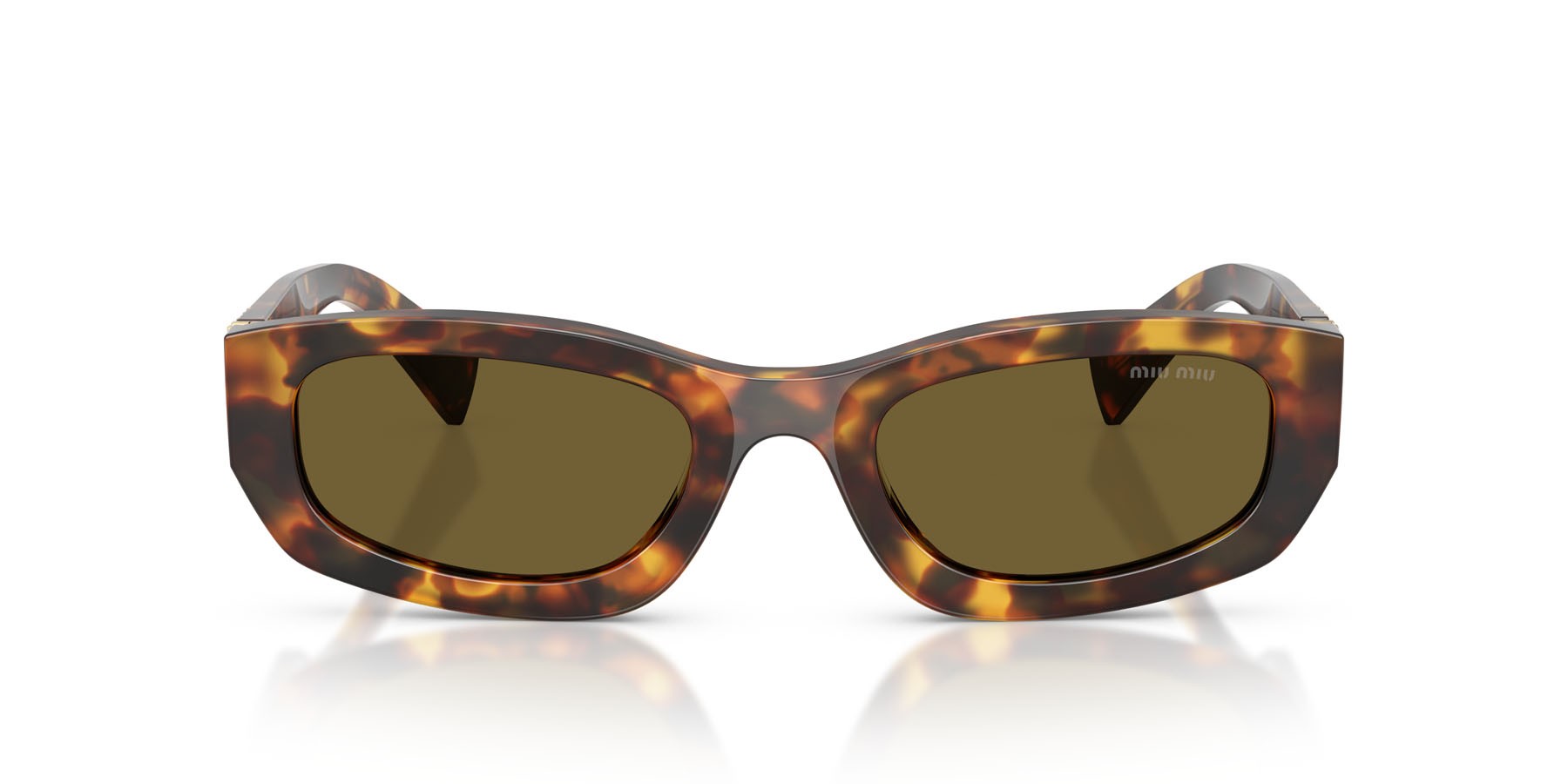 Occhiali da sole Miu Miu MU B04S (14L09Z) colore havana miele forma irregolare lenti marrone scuro