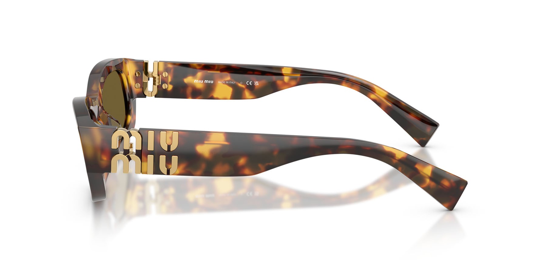 Occhiali da sole Miu Miu MU B04S (14L09Z) colore havana miele forma irregolare lenti marrone scuro