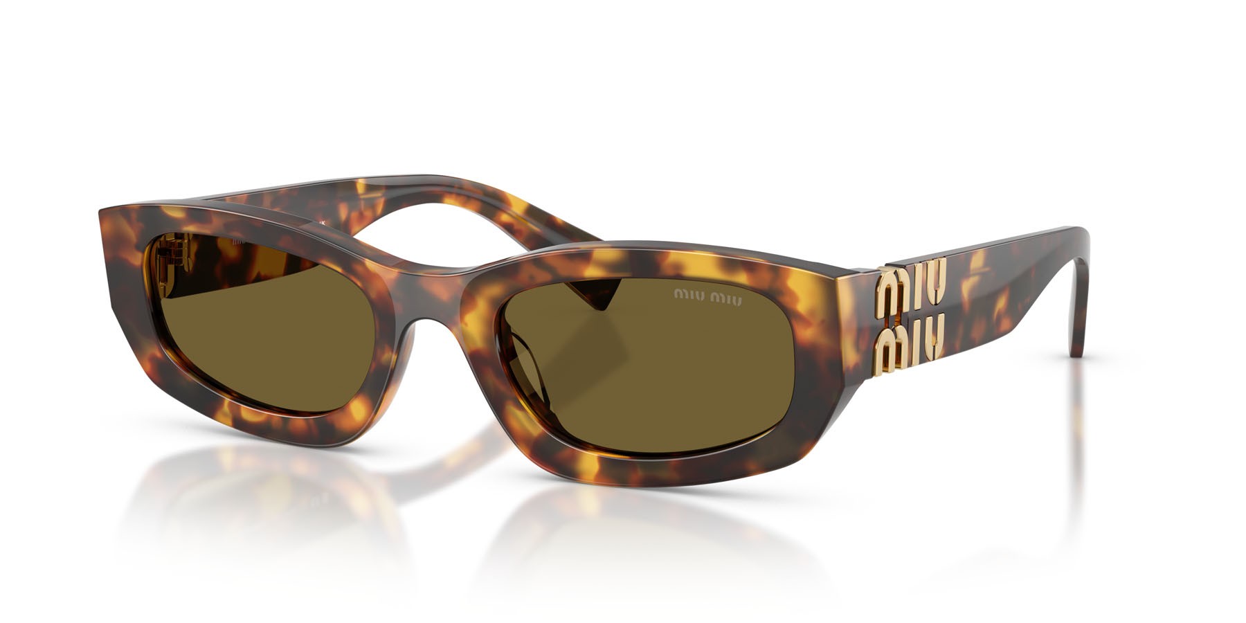 Occhiali da sole Miu Miu MU B04S (14L09Z) colore havana miele forma irregolare lenti marrone scuro