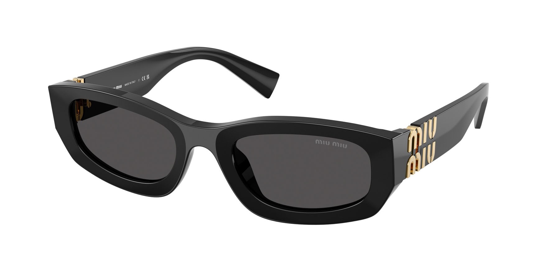 Occhiali da sole Miu Miu MU B04S (16K08Z) colore nero forma irregolare lenti grigio scuro
