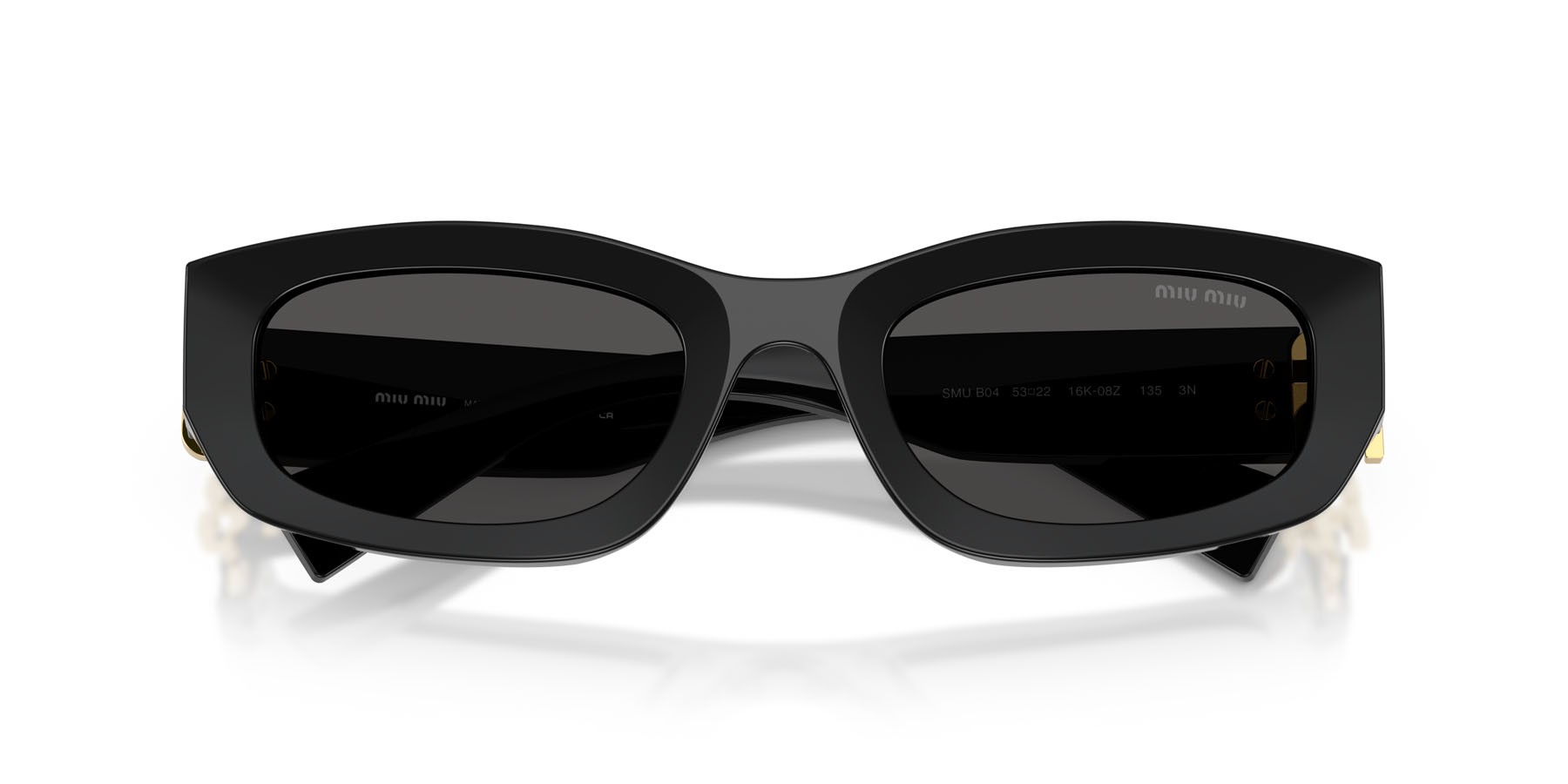 Occhiali da sole Miu Miu MU B04S (16K08Z) colore nero forma irregolare lenti grigio scuro