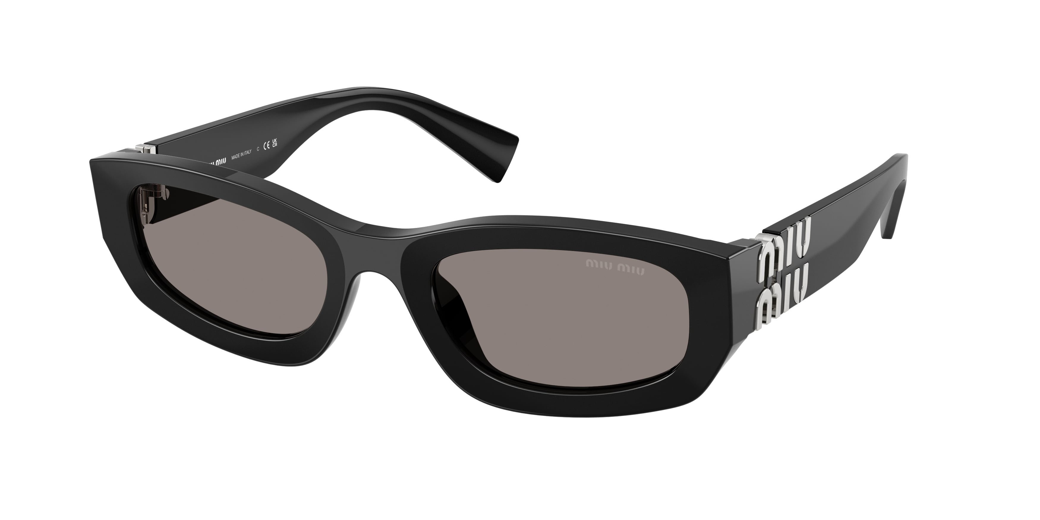 Occhiali da sole Miu Miu MU B04S (16K80Q) colore nero forma irregolare lenti grigio scuro