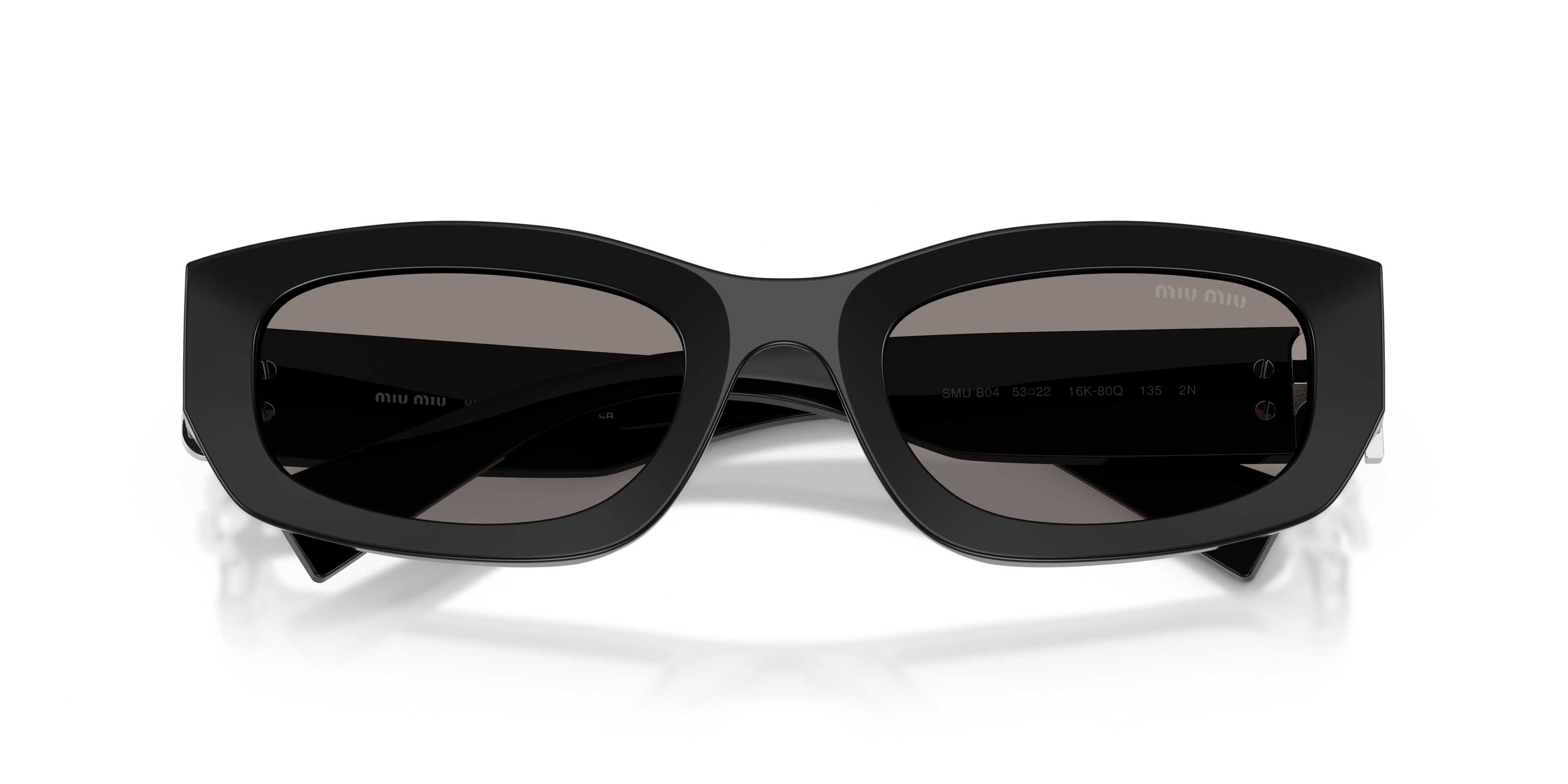 Occhiali da sole Miu Miu MU B04S (16K80Q) colore nero forma irregolare lenti grigio scuro