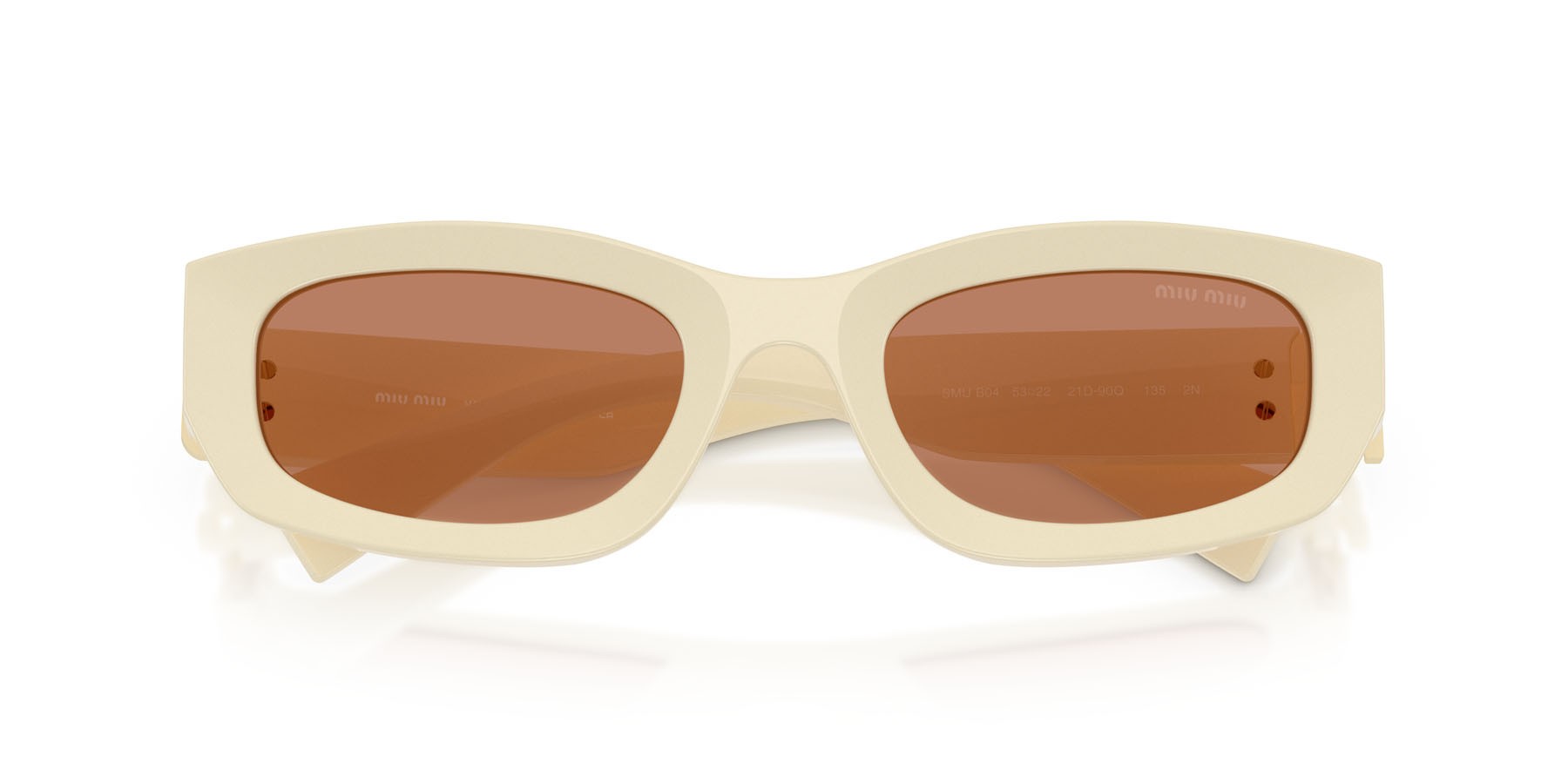 Occhiali da sole Miu Miu MU B04S (21D90Q) colore bianco latte forma irregolare lenti marrone