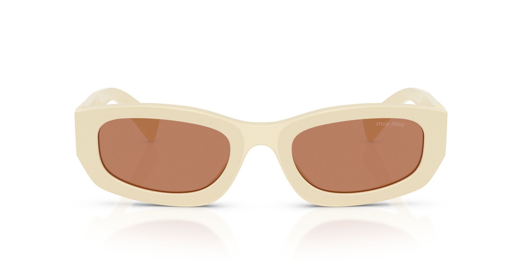 Occhiali da sole Miu Miu MU B04S (21D90Q) colore bianco latte forma irregolare lenti marrone
