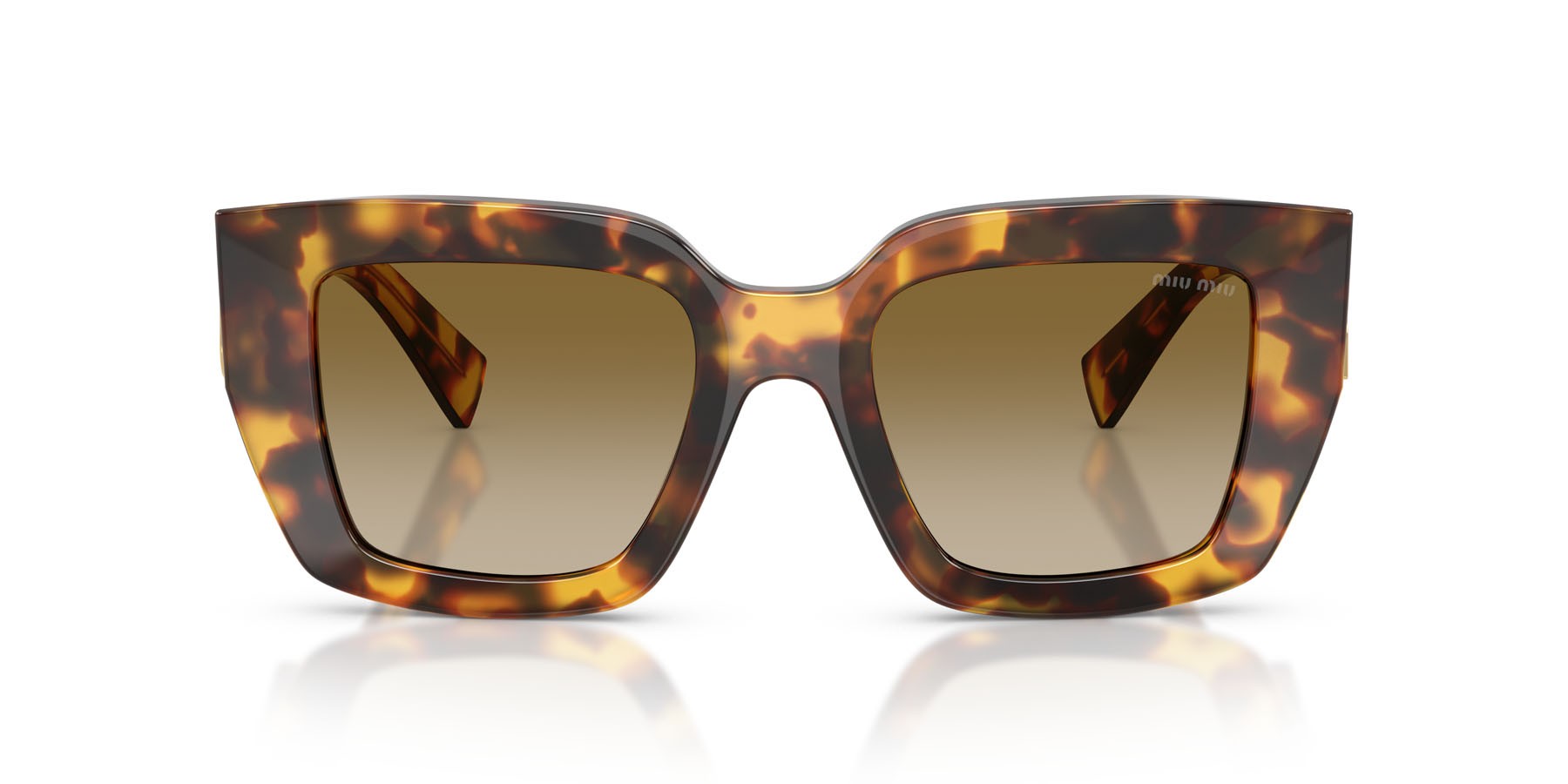 Occhiali da sole Miu Miu MU B05S (14L20U) colore havana miele forma quadrato lenti marrone sfumato