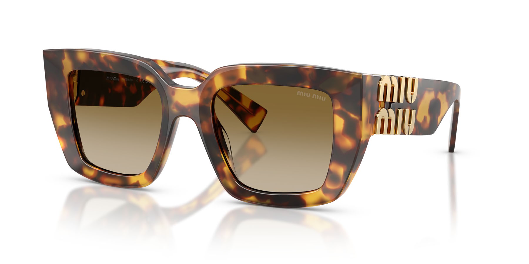 Occhiali da sole Miu Miu MU B05S (14L20U) colore havana miele forma quadrato lenti marrone sfumato