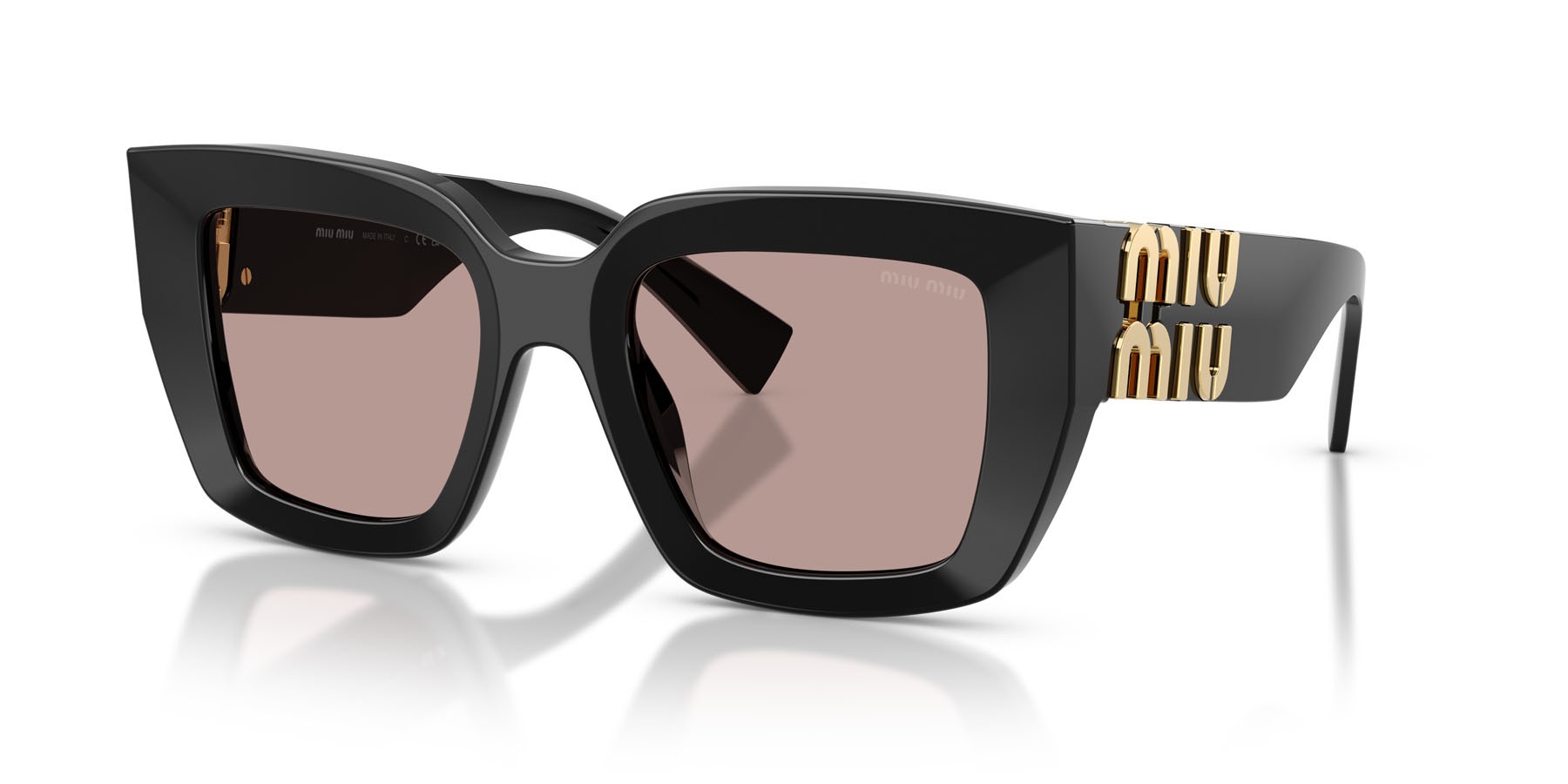 Occhiali da sole Miu Miu MU B05S (16K20I) colore nero forma quadrato lenti viola chiaro/marrone