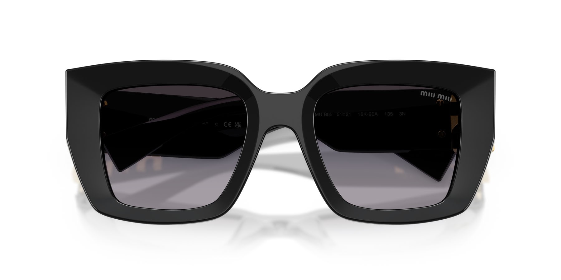 Sunglasses Miu Miu MU B05S (16K90A) color nero shape square lenses grigio sfumato