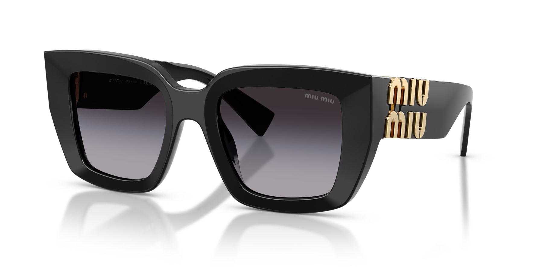 Sunglasses Miu Miu MU B05S (16K90A) color nero shape square lenses grigio sfumato