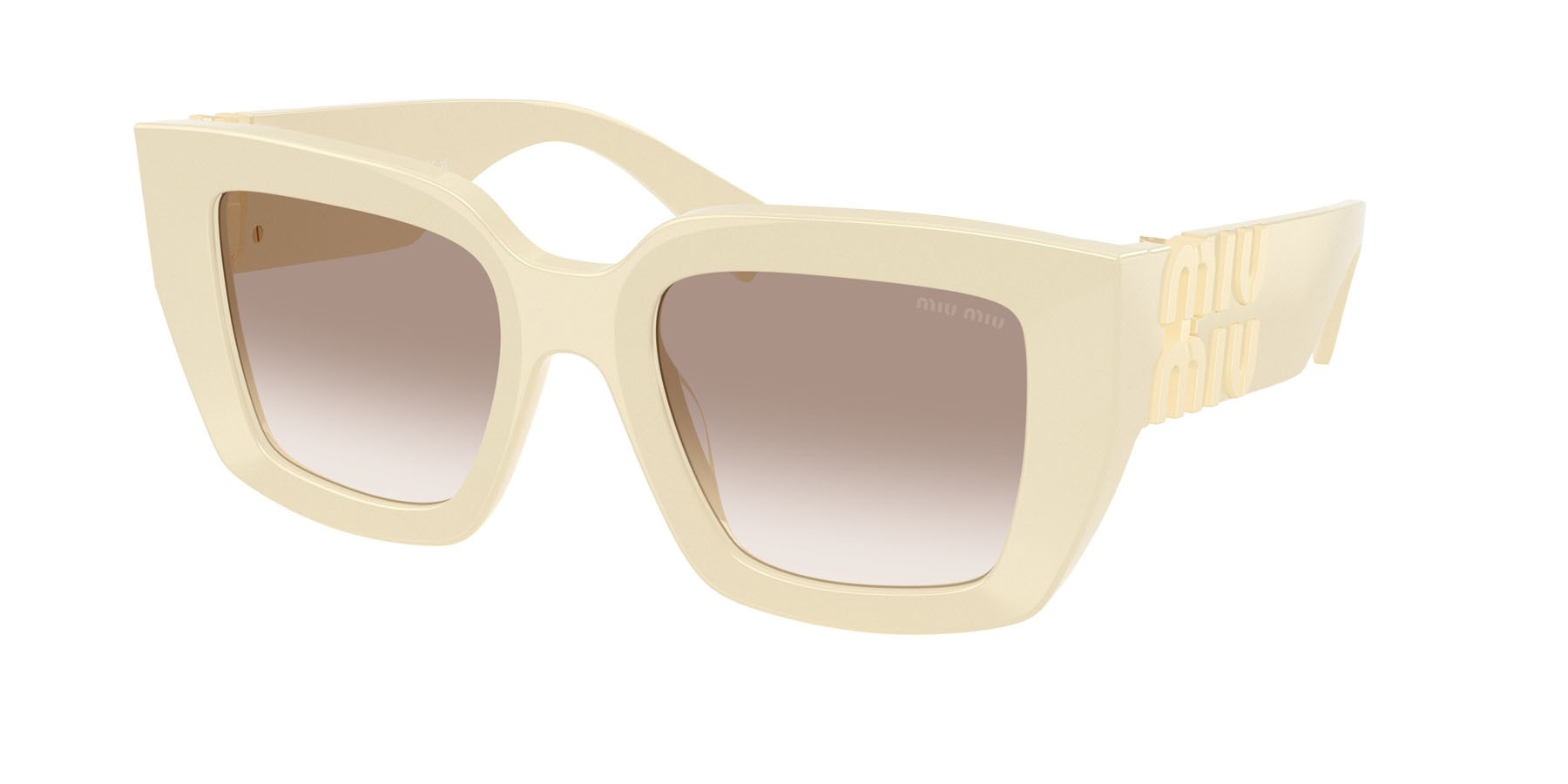 Occhiali da sole Miu Miu MU B05S (21D90L) colore bianco latte forma quadrato lenti trasparente sfumato marrone