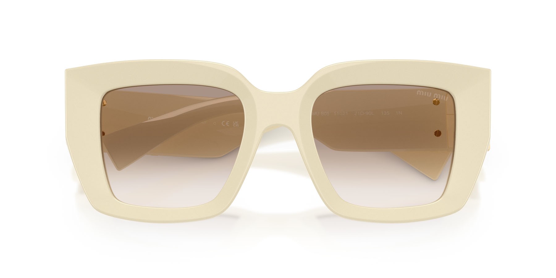 Occhiali da sole Miu Miu MU B05S (21D90L) colore bianco latte forma quadrato lenti trasparente sfumato marrone