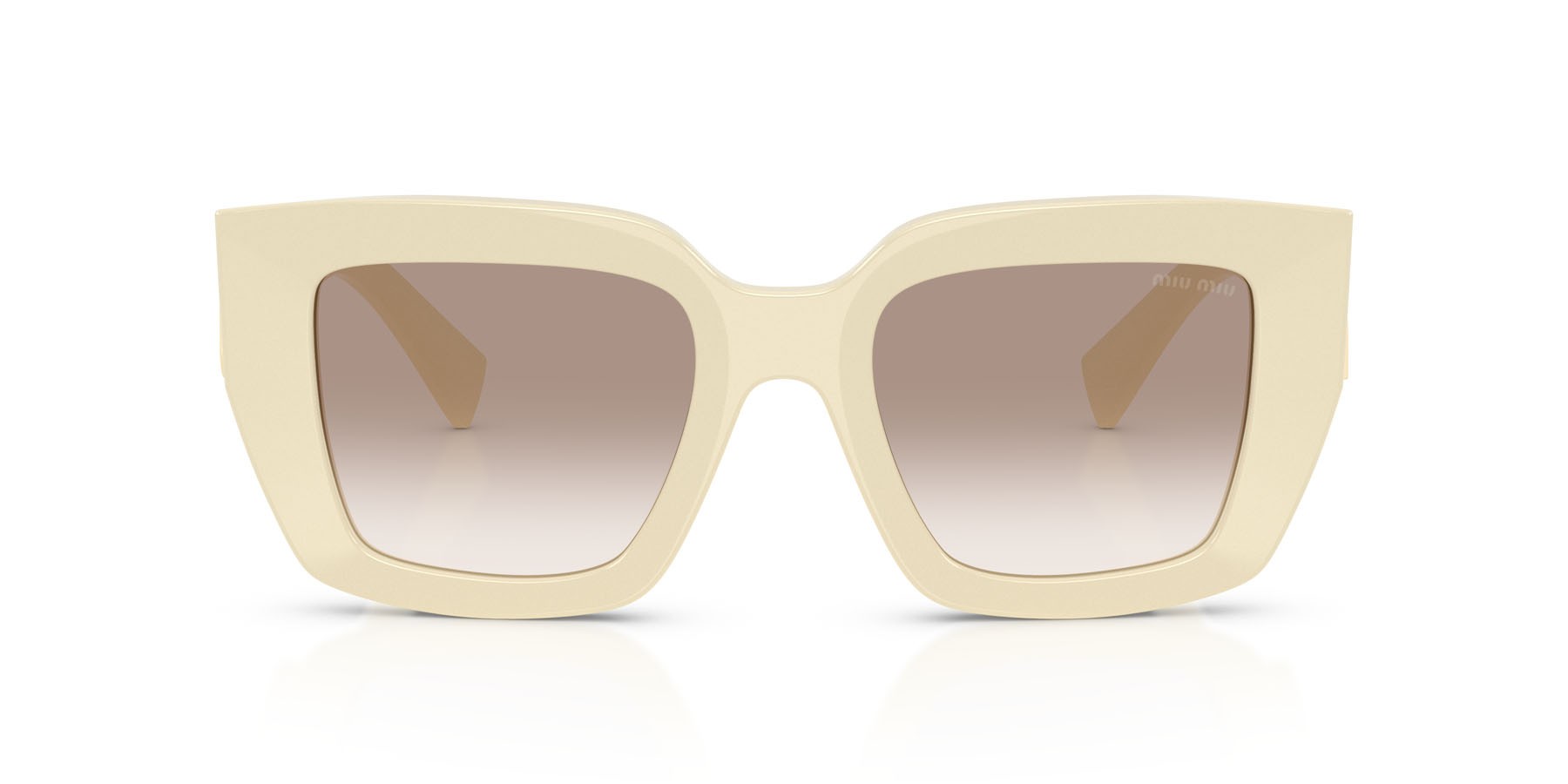 Occhiali da sole Miu Miu MU B05S (21D90L) colore bianco latte forma quadrato lenti trasparente sfumato marrone