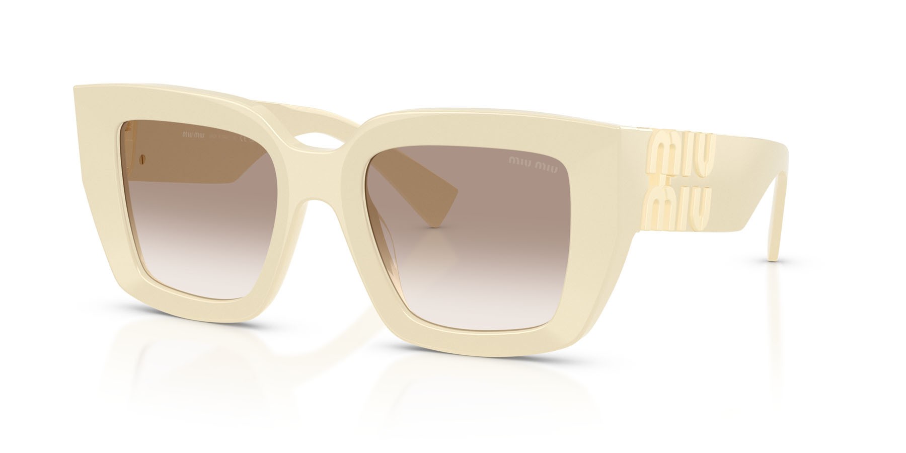 Occhiali da sole Miu Miu MU B05S (21D90L) colore bianco latte forma quadrato lenti trasparente sfumato marrone
