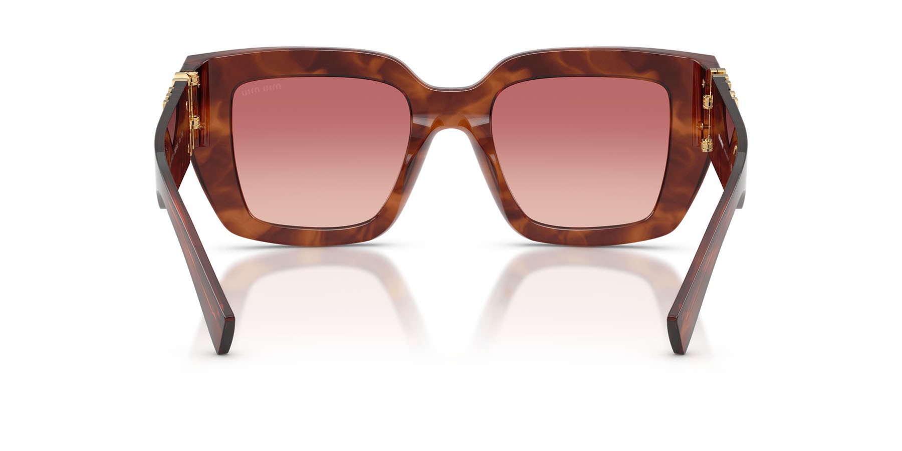 Occhiali da sole Miu Miu MU B05S (26E50U) colore tabacco striato forma quadrato lenti rosa sfumato rosso