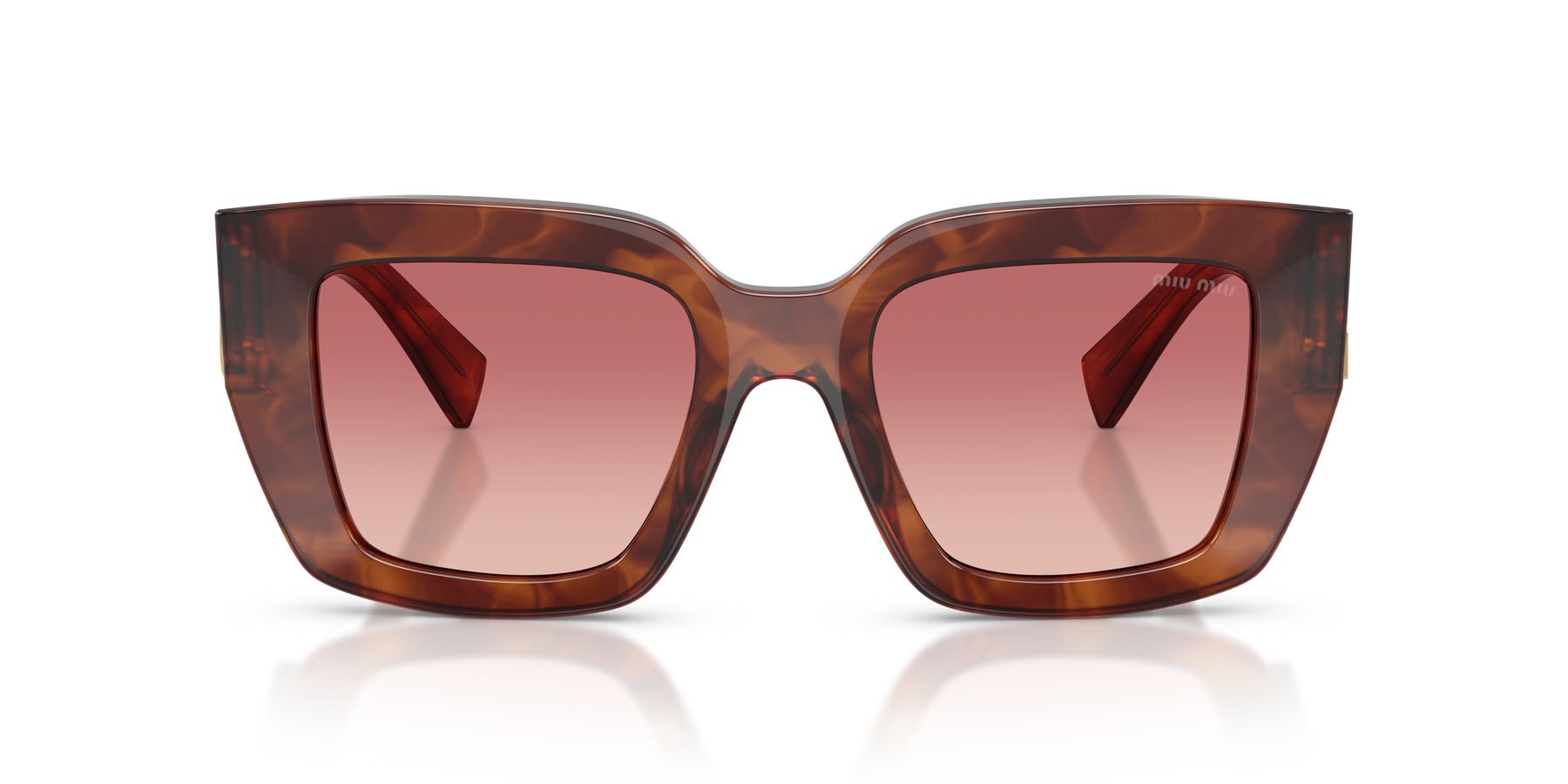 Occhiali da sole Miu Miu MU B05S (26E50U) colore tabacco striato forma quadrato lenti rosa sfumato rosso