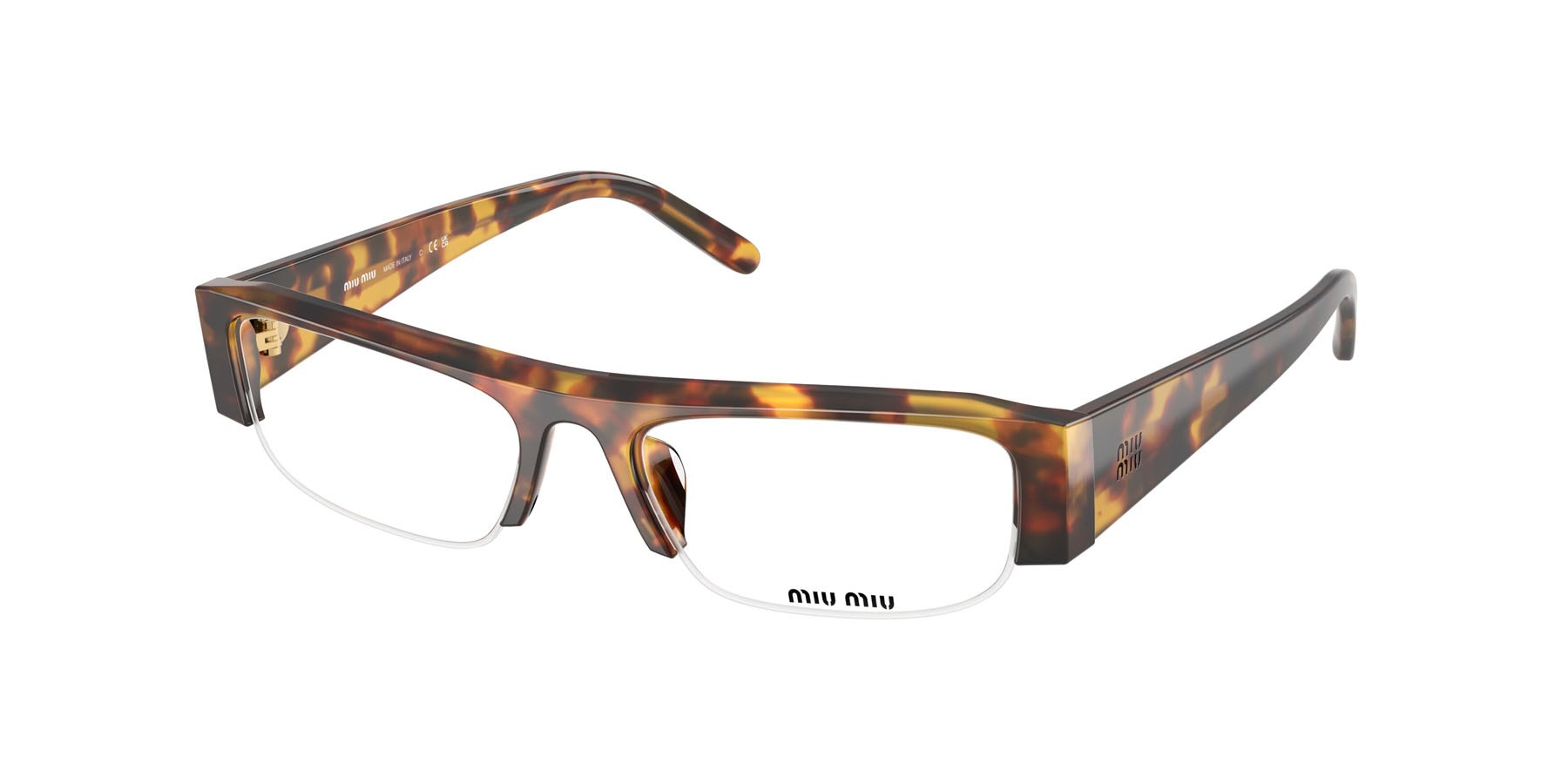 Occhiali da sole Miu Miu MU B07S (14L08N) colore havana miele forma rettangolare lenti clear blue-violet light filter