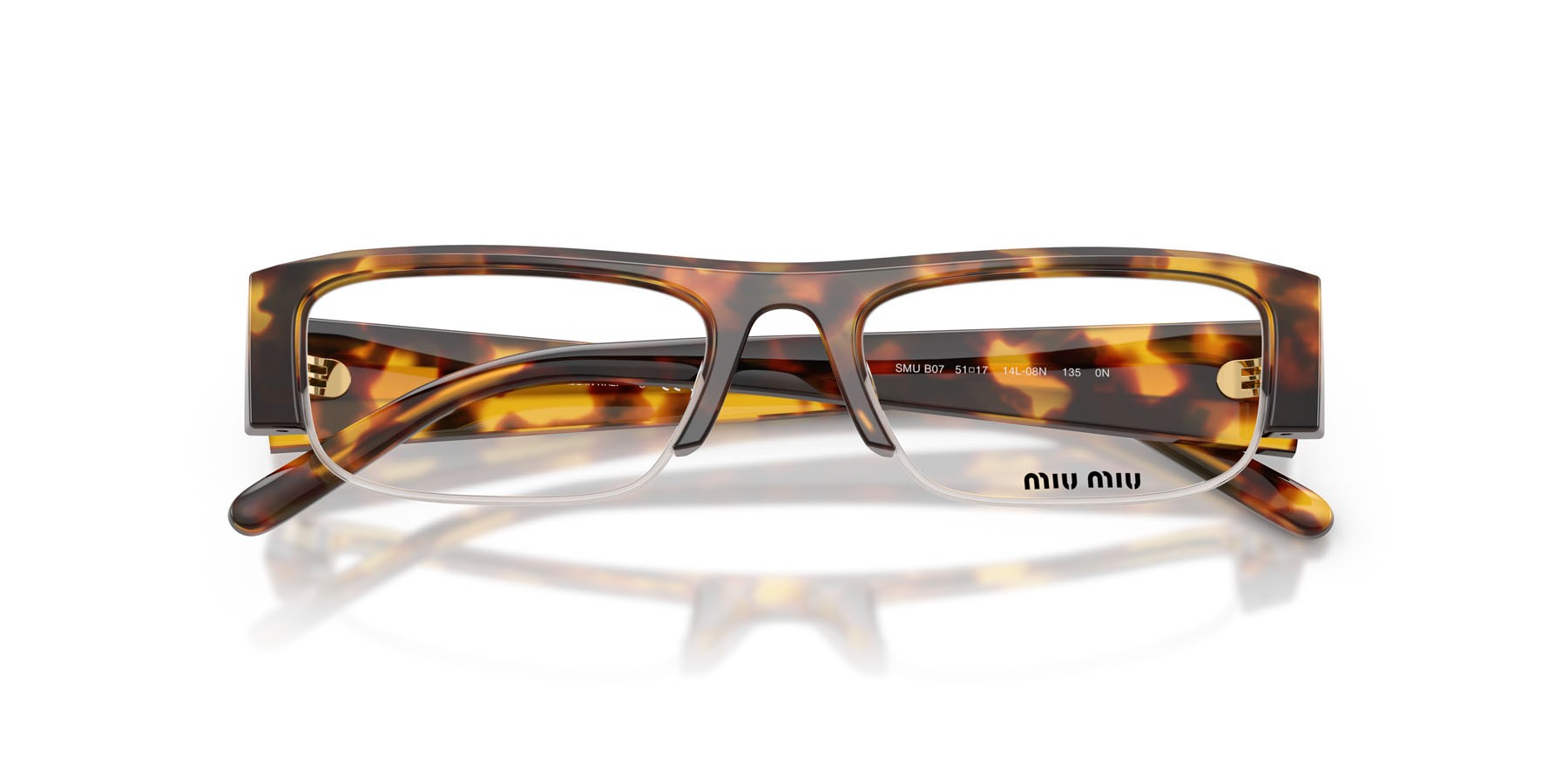 Occhiali da sole Miu Miu MU B07S (14L08N) colore havana miele forma rettangolare lenti clear blue-violet light filter