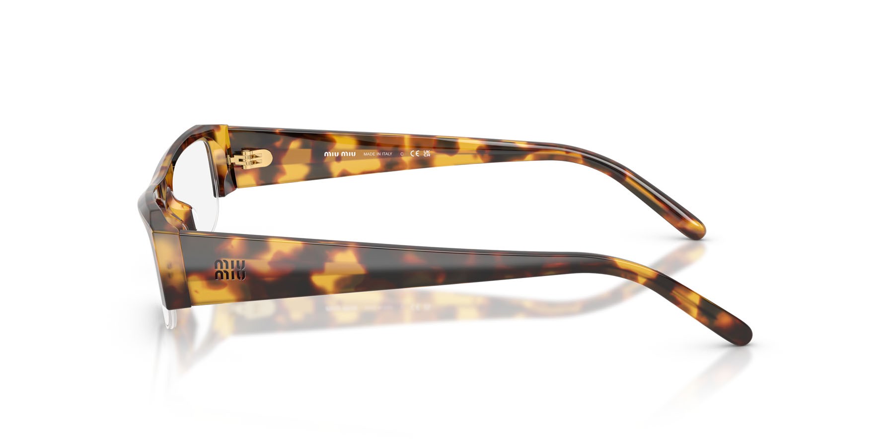 Occhiali da sole Miu Miu MU B07S (14L08N) colore havana miele forma rettangolare lenti clear blue-violet light filter