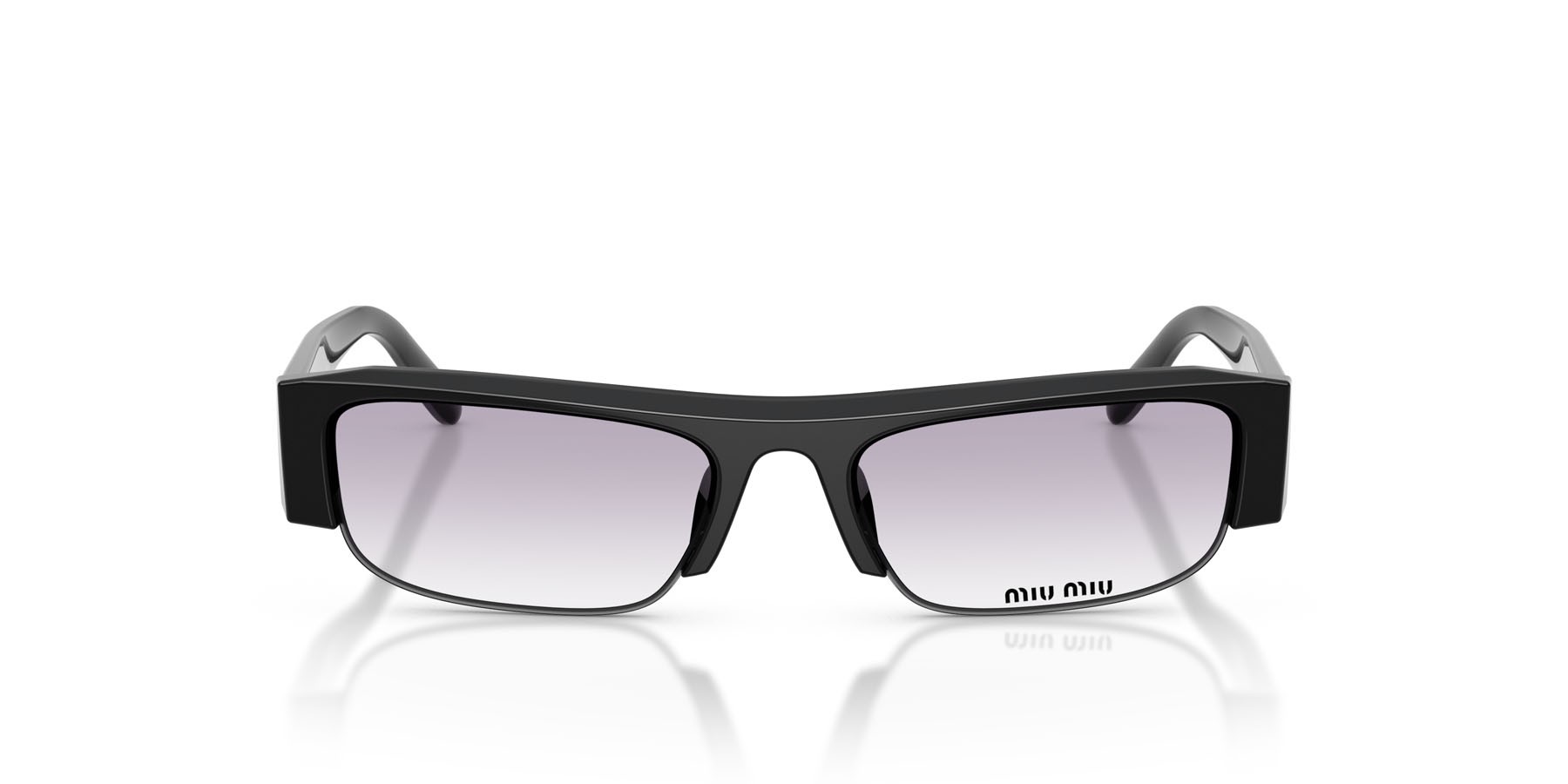 Sunglasses Miu Miu MU B07S (16K04O) color nero shape rectangle lenses trasparente sfumato grigio scuro