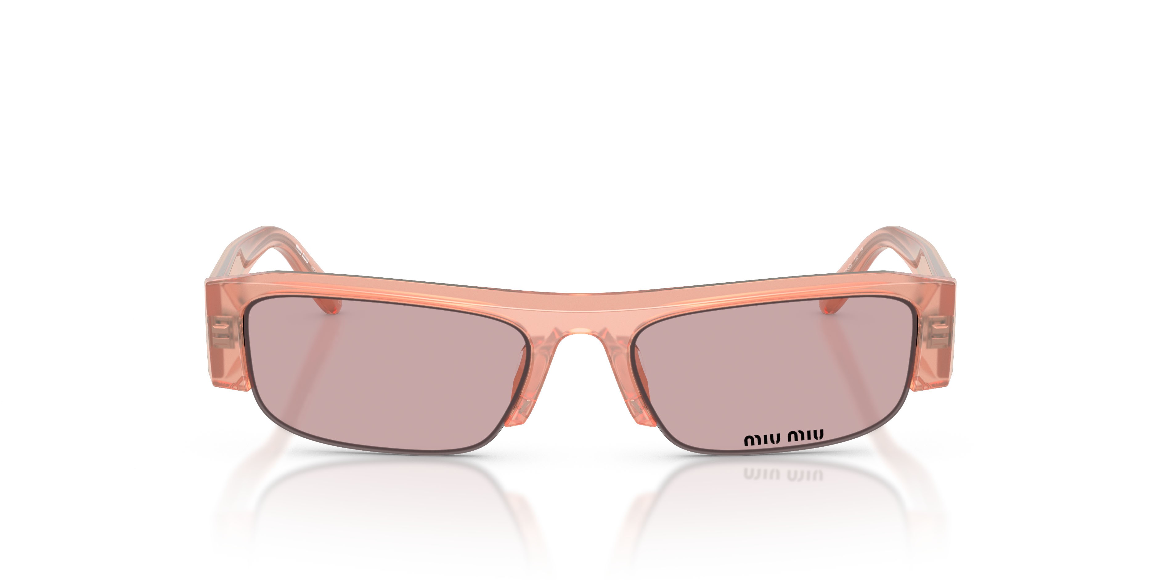 Occhiali da sole Miu Miu MU B07S (20I60V) colore rosa opalino forma rettangolare lenti rosa