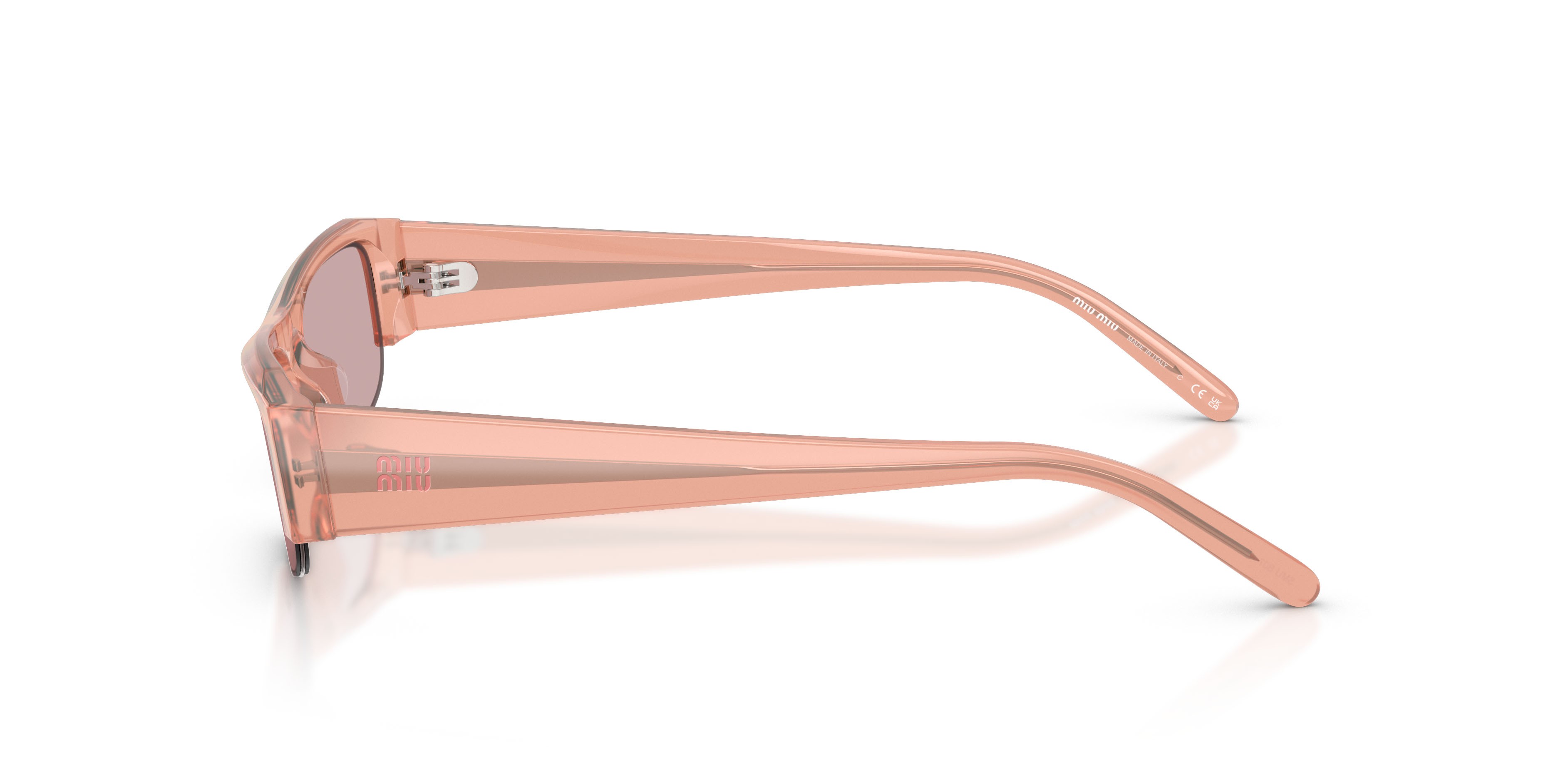Occhiali da sole Miu Miu MU B07S (20I60V) colore rosa opalino forma rettangolare lenti rosa