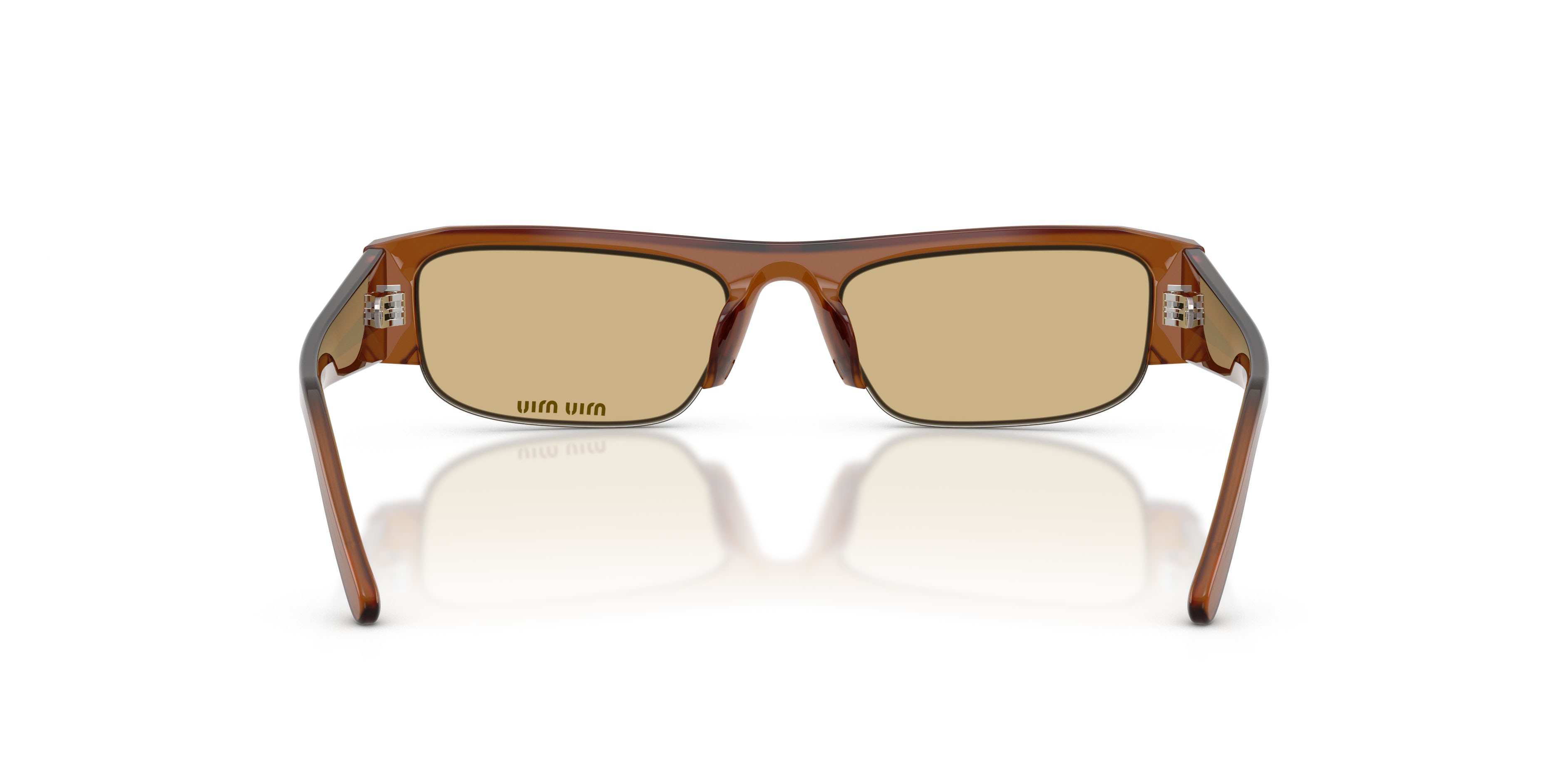 Occhiali da sole Miu Miu MU B07S (22I10R) colore ambra opalino forma rettangolare lenti giallo
