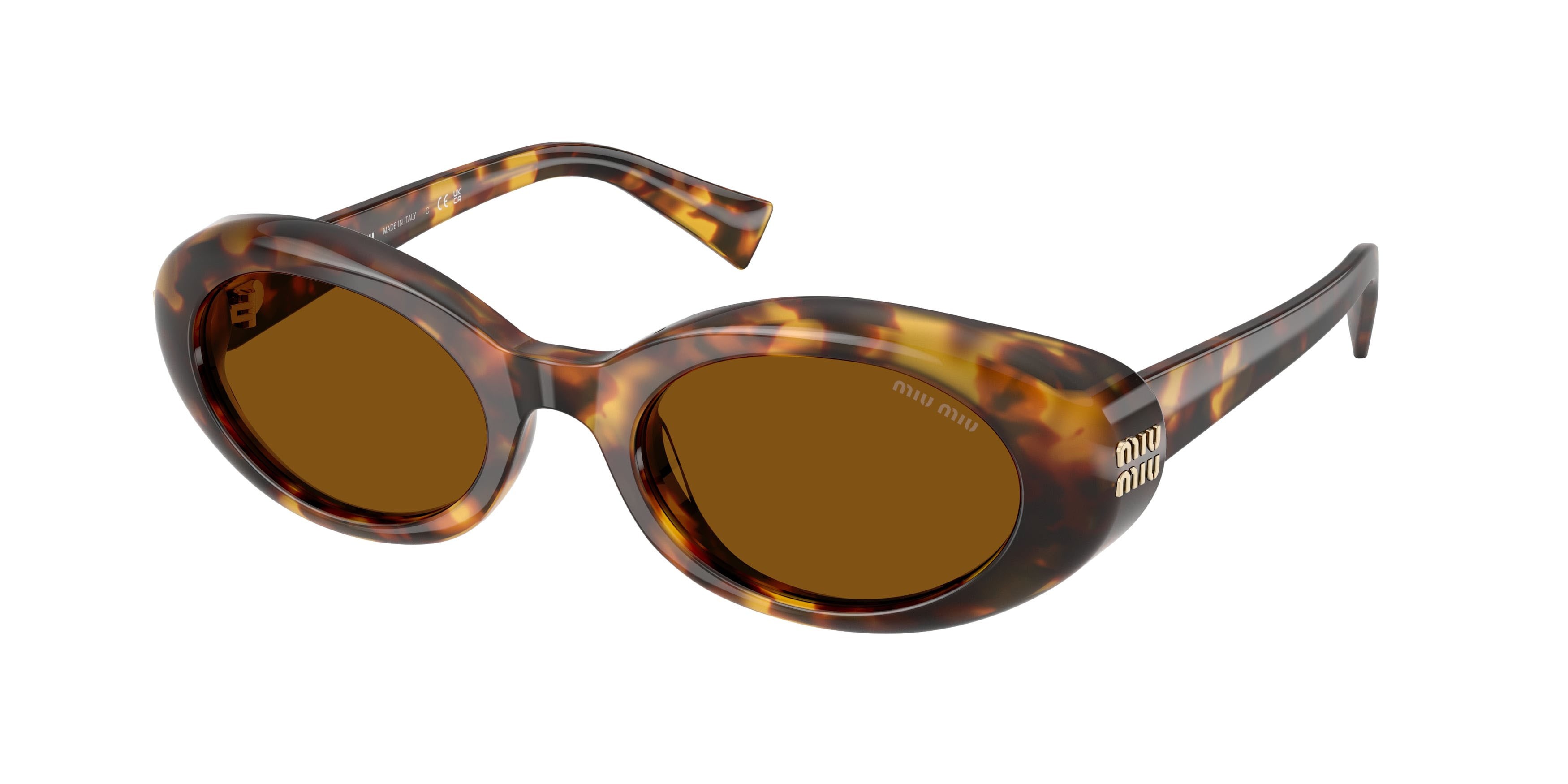 Occhiali da sole Miu Miu MU B09S (14L20V) colore havana miele forma ovale lenti bronzo scuro