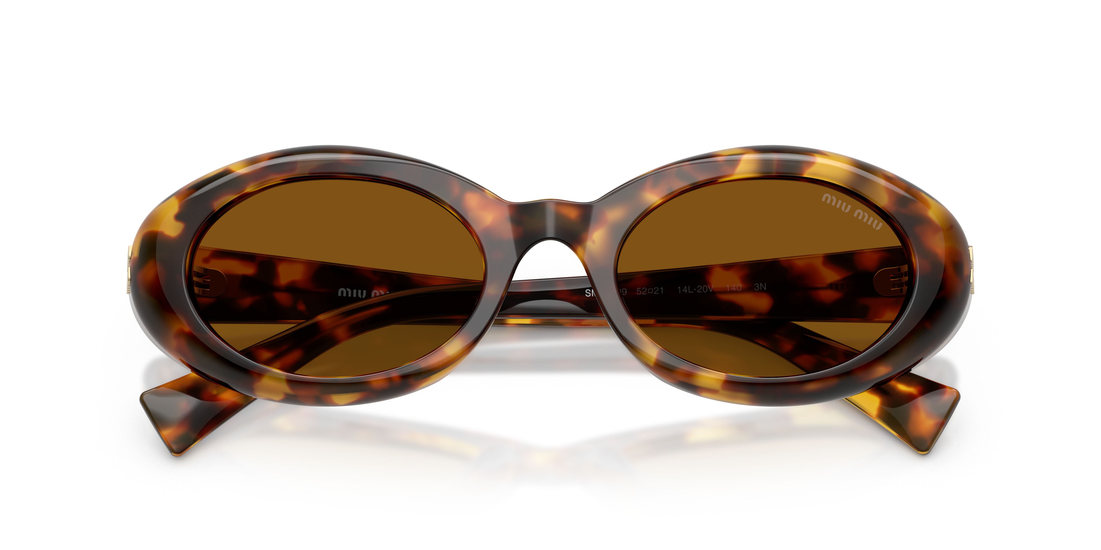 Occhiali da sole Miu Miu MU B09S (14L20V) colore havana miele forma ovale lenti bronzo scuro