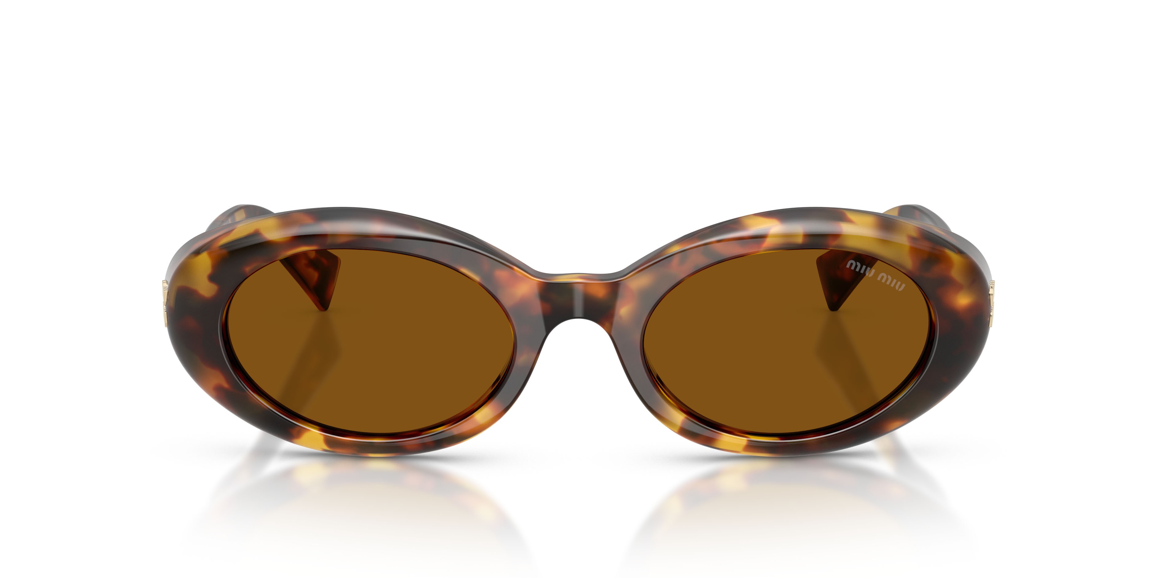 Occhiali da sole Miu Miu MU B09S (14L20V) colore havana miele forma ovale lenti bronzo scuro