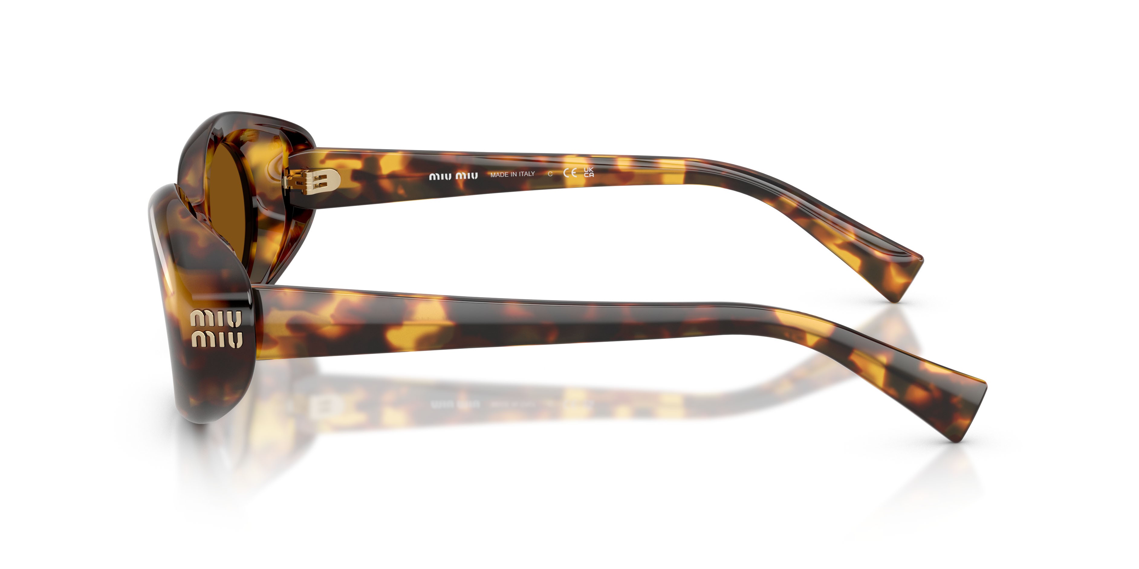Occhiali da sole Miu Miu MU B09S (14L20V) colore havana miele forma ovale lenti bronzo scuro