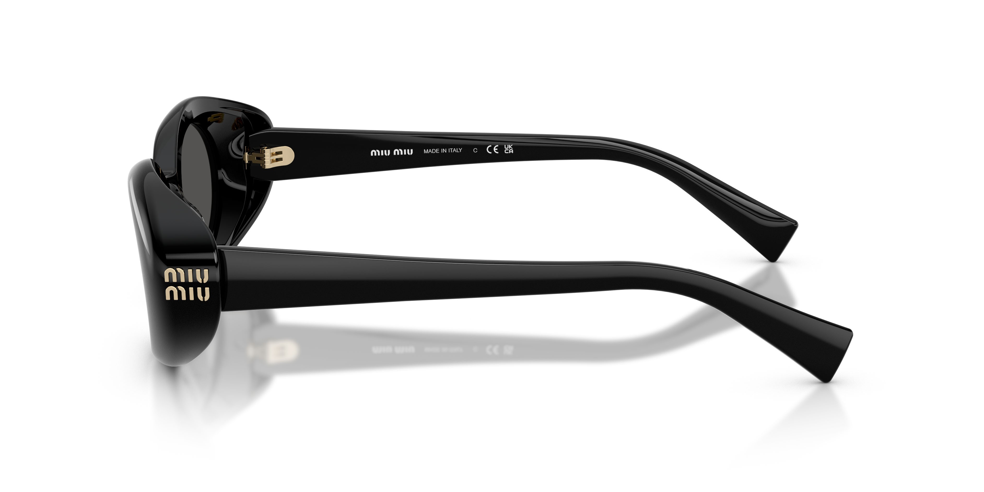 Occhiali da sole Miu Miu MU B09S (16K08Z) colore nero forma ovale lenti grigio scuro