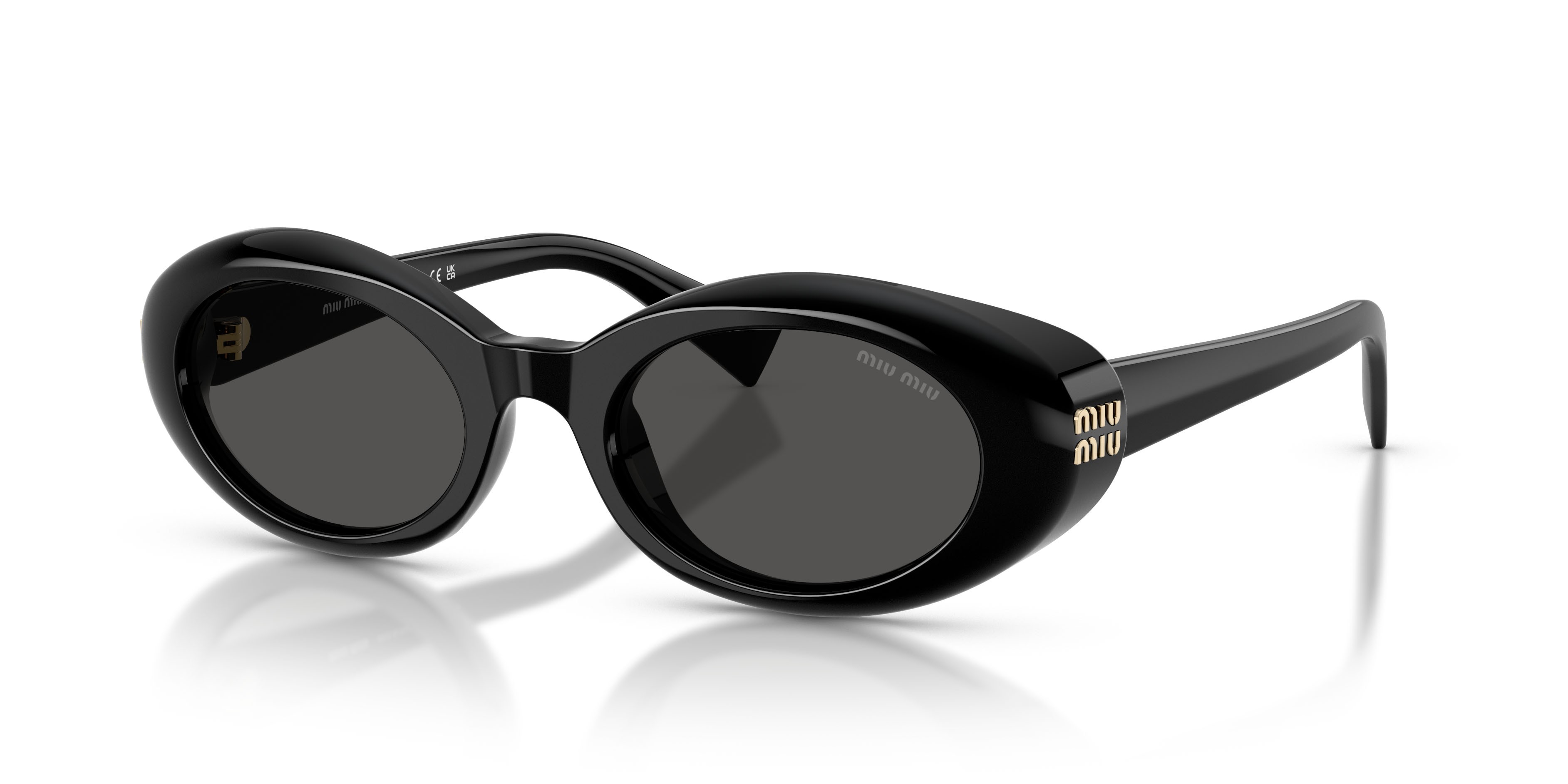 Occhiali da sole Miu Miu MU B09S (16K08Z) colore nero forma ovale lenti grigio scuro