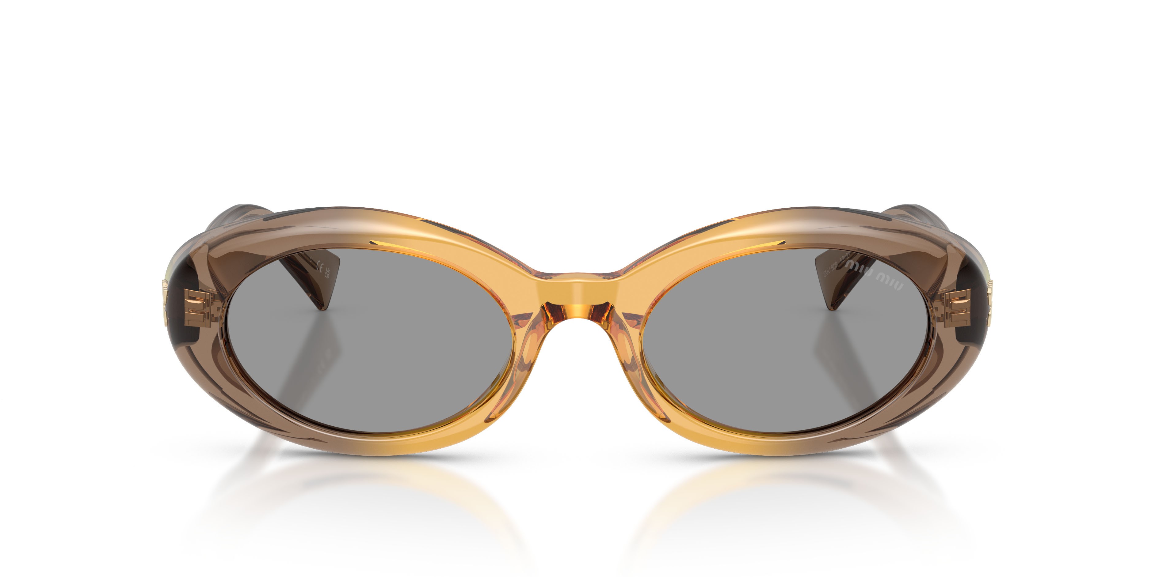 Occhiali da sole Miu Miu MU B09S (24M50Q) colore beige forma ovale lenti grigio