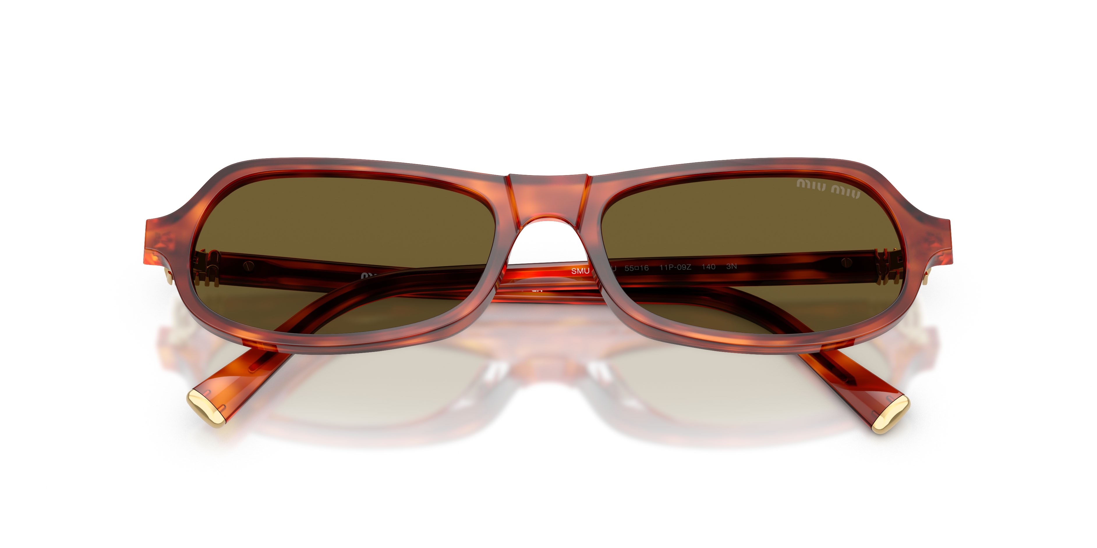 Occhiali da sole Miu Miu MU B10SU (11P09Z) colore havana cognac forma irregolare lenti marrone scuro