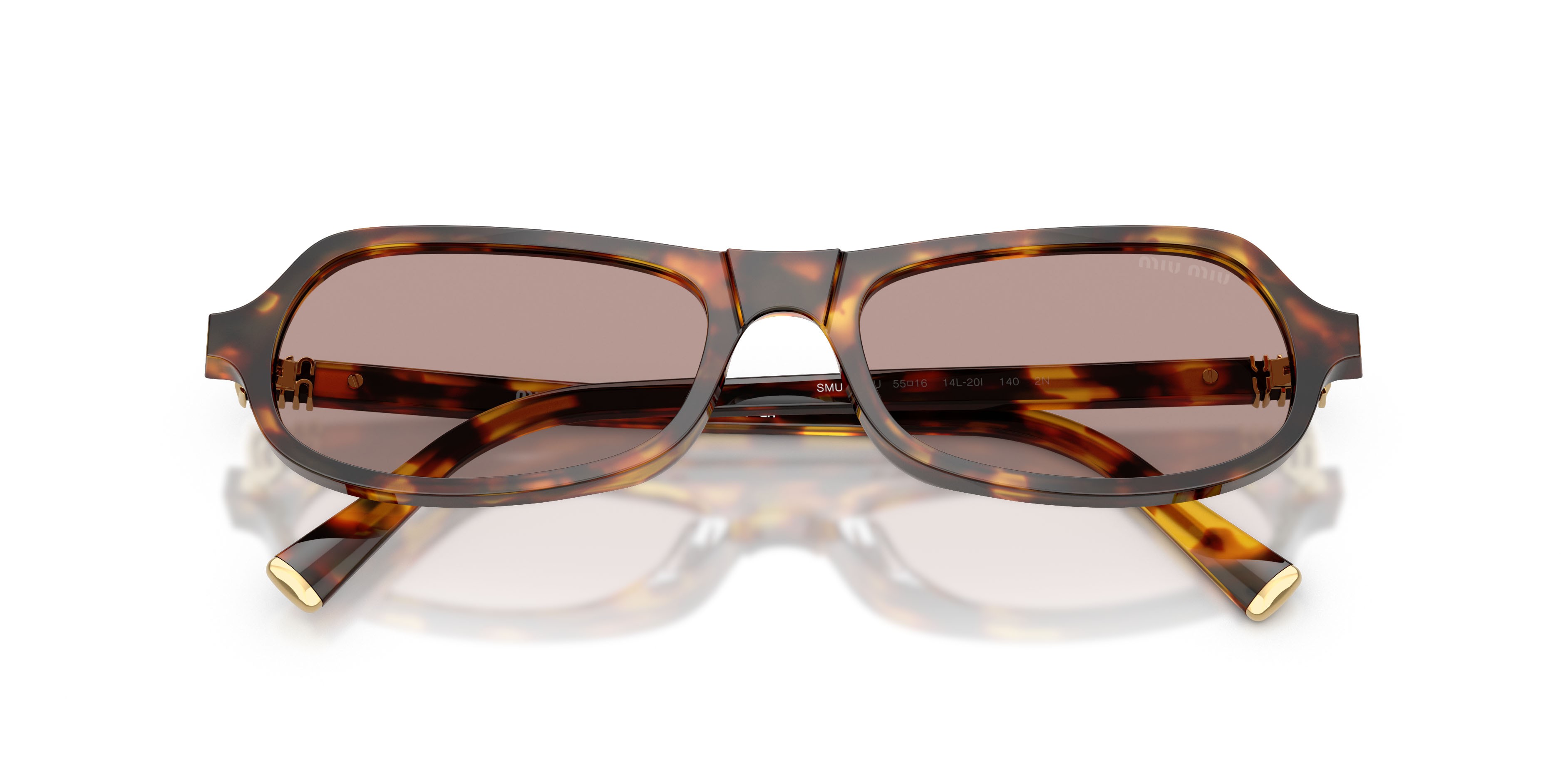 Occhiali da sole Miu Miu MU B10SU (14L20I) colore havana miele forma irregolare lenti viola chiaro/marrone