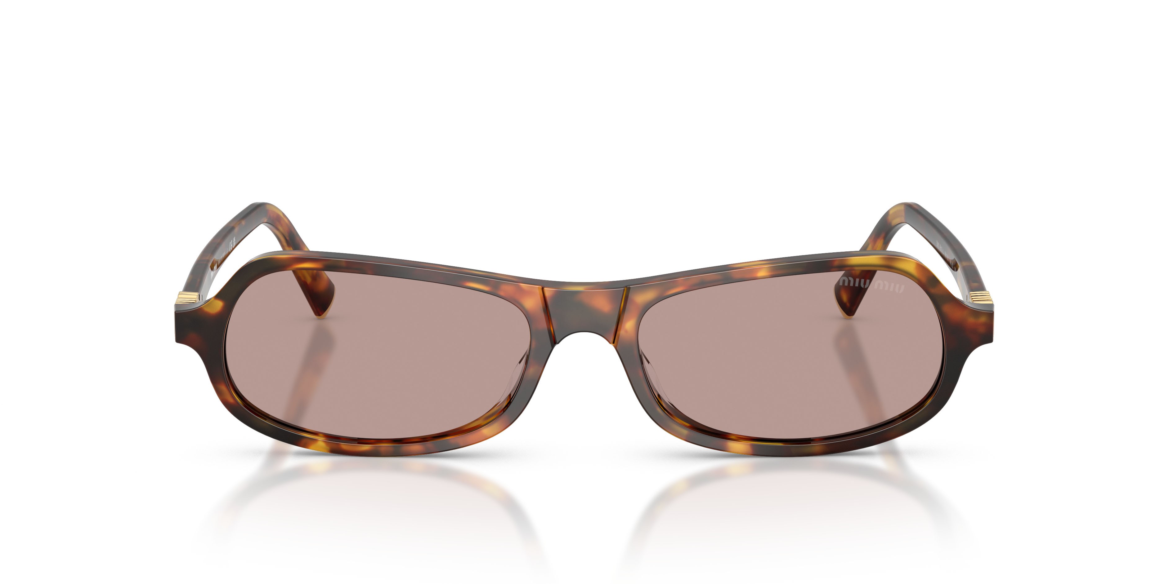 Occhiali da sole Miu Miu MU B10SU (14L20I) colore havana miele forma irregolare lenti viola chiaro/marrone