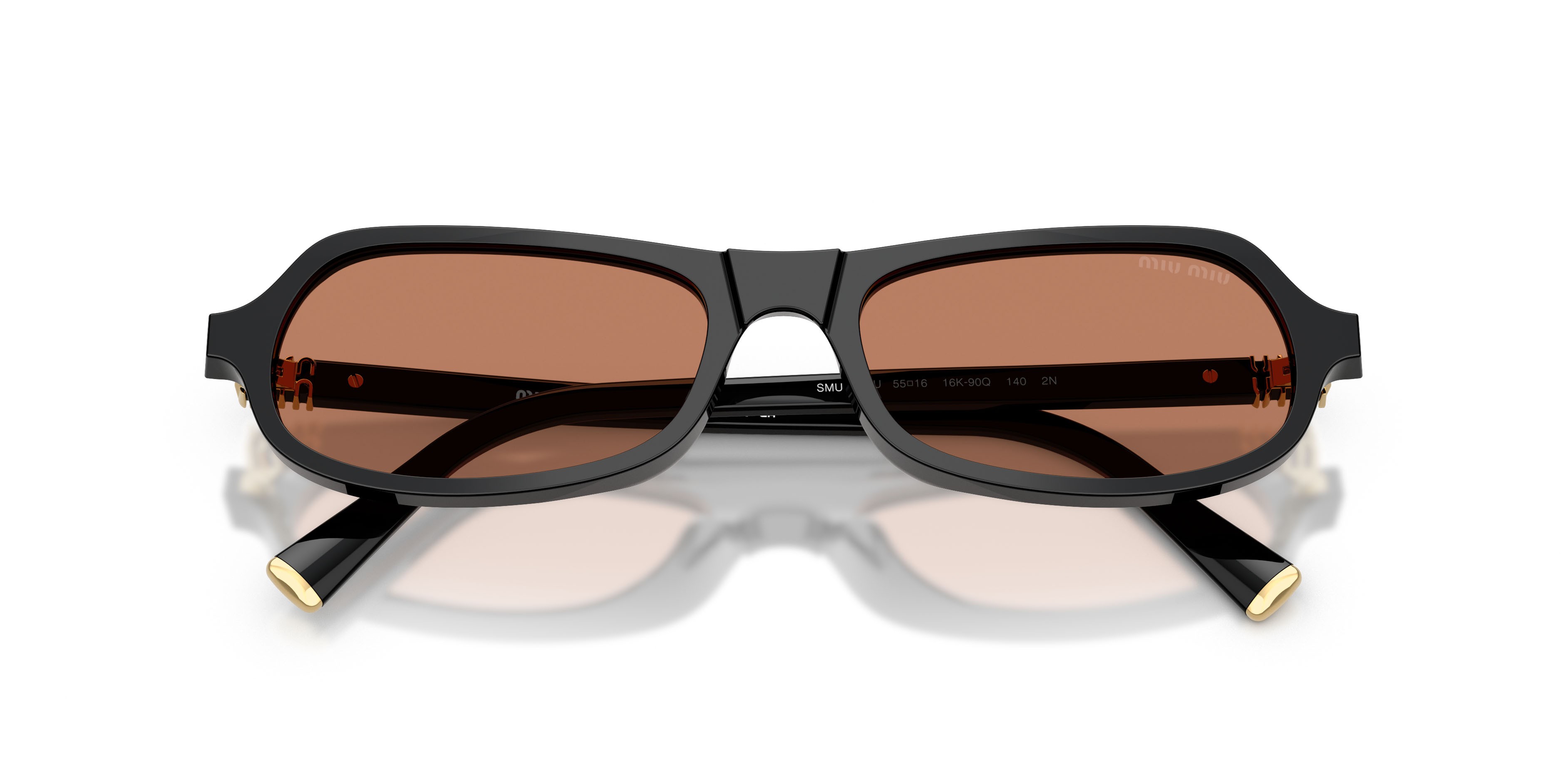 Occhiali da sole Miu Miu MU B10SU (16K90Q) colore nero forma irregolare lenti marrone